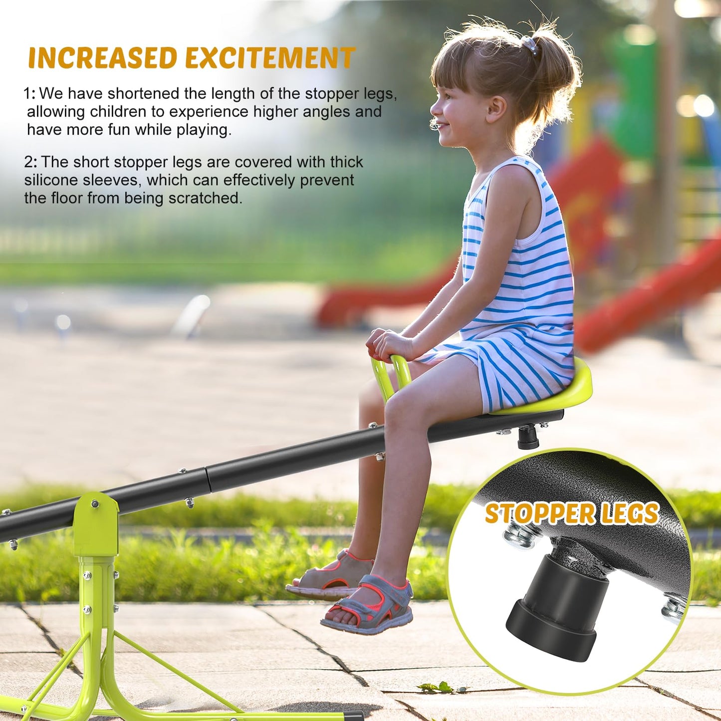 Iyoyo Teeter Totter Seesaw for Kids – Outdoor 360° Rotation (Light Green)