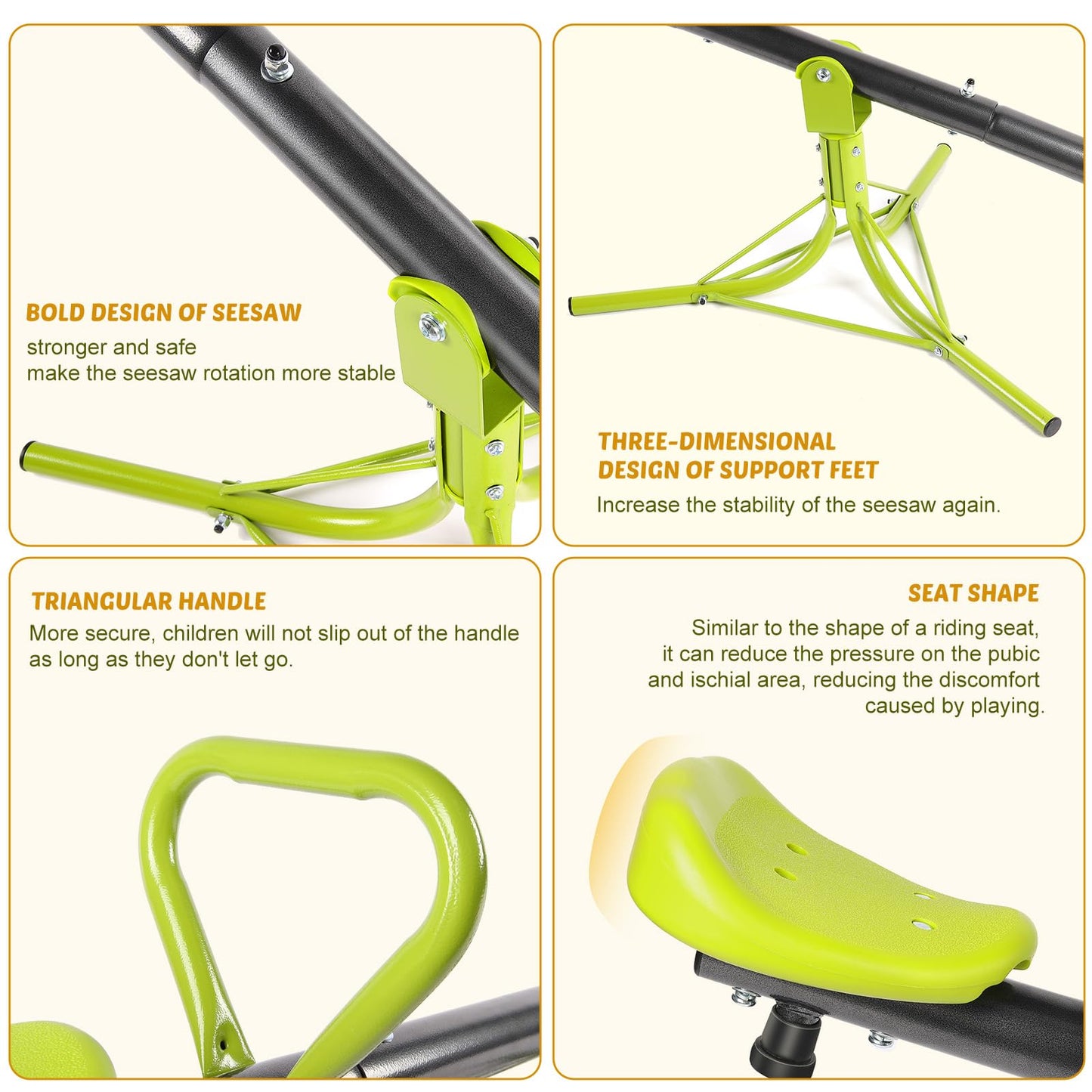 Iyoyo Teeter Totter Seesaw for Kids – Outdoor 360° Rotation (Light Green)