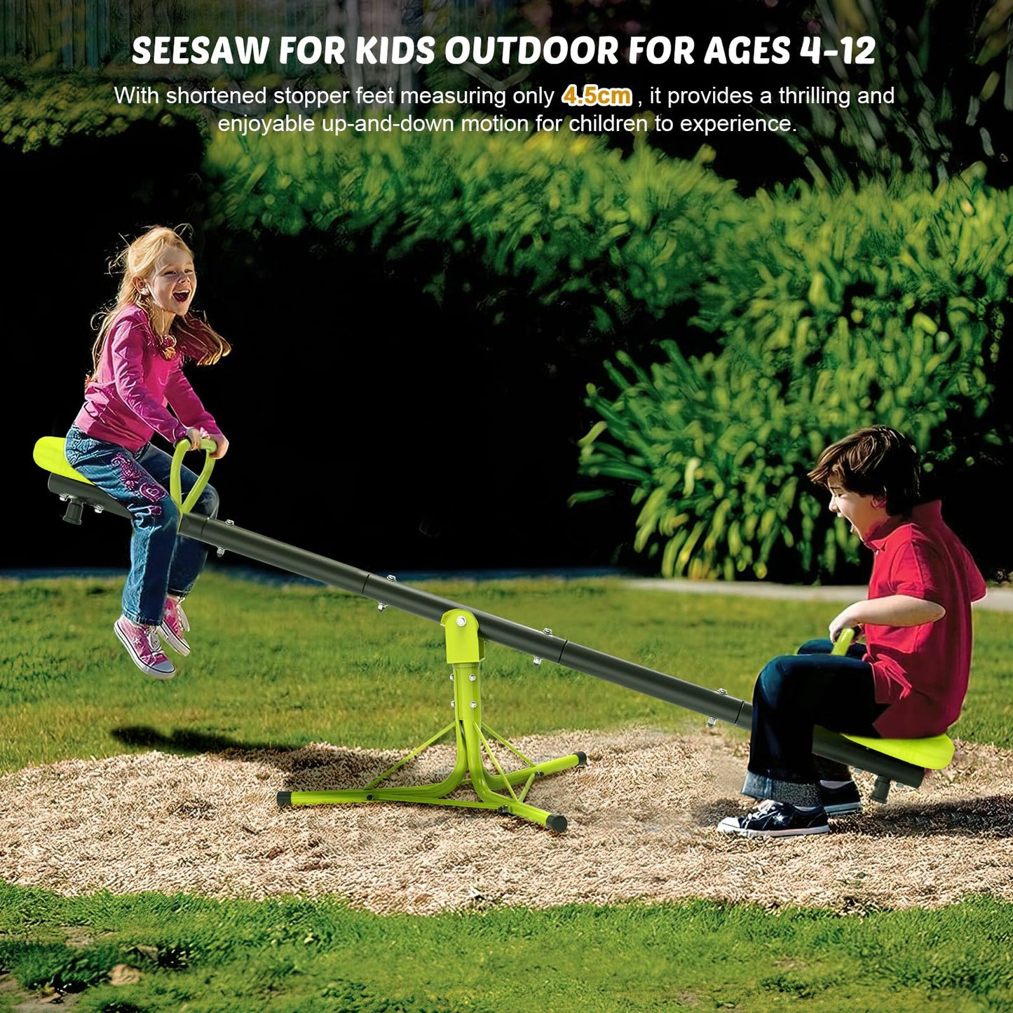 Iyoyo Teeter Totter Seesaw for Kids – Outdoor 360° Rotation (Light Green)