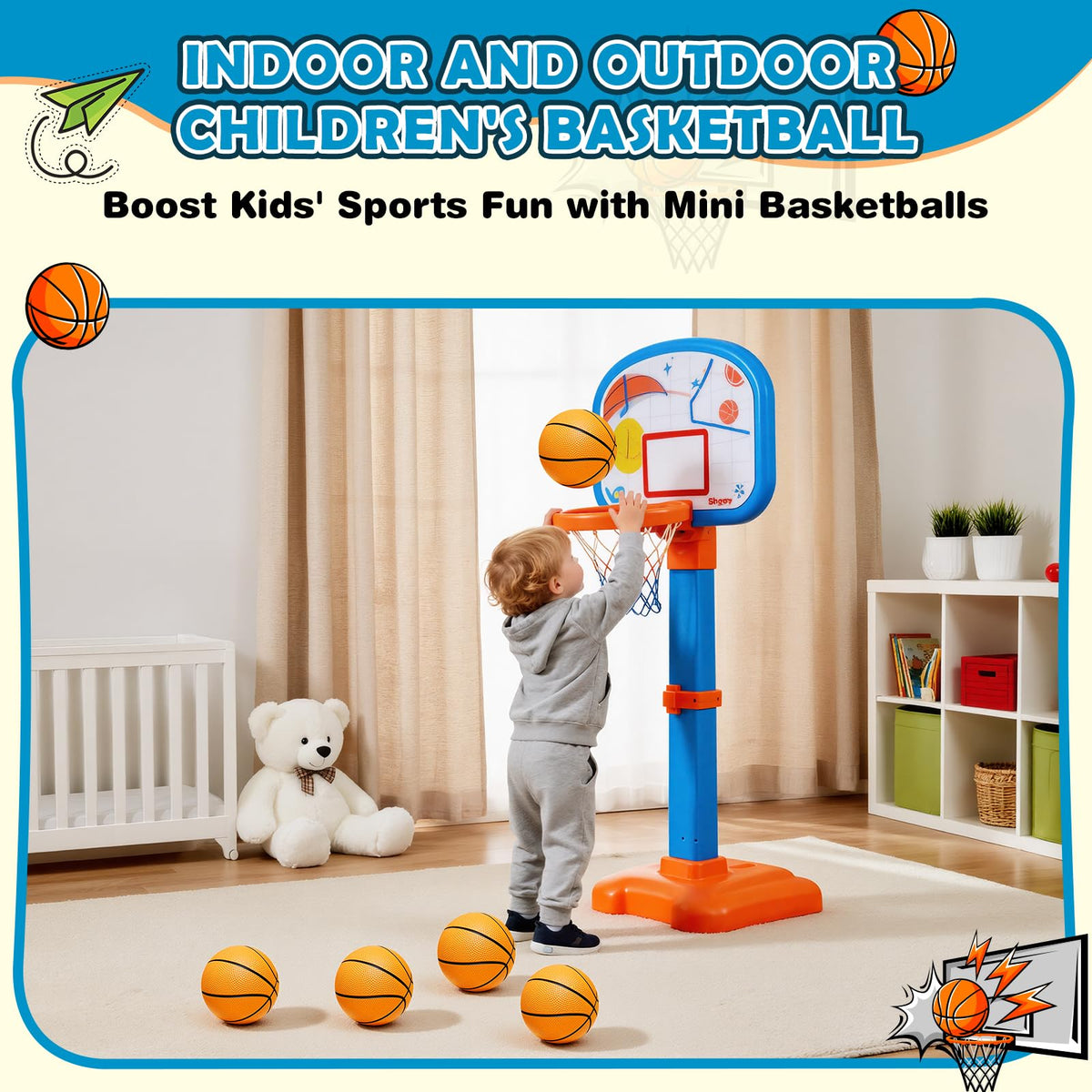 Iyoyo Mini Basketball Set | 5-Pack 6-Inch Balls with Pump for Indoor Outdoor