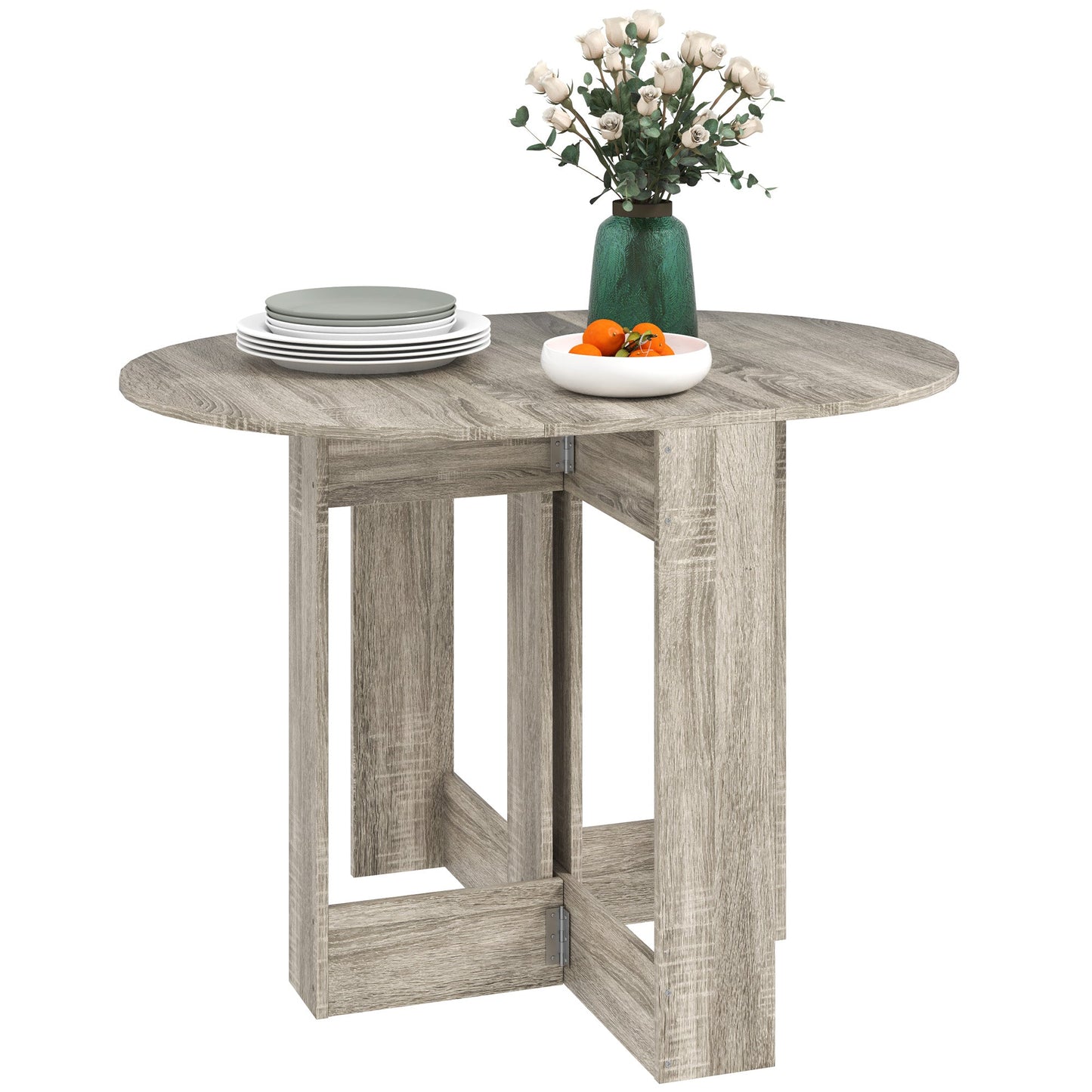 HOMCOM Folding Dining Table Foldable Drop Leaf Dinner Table for Kitchen Grey