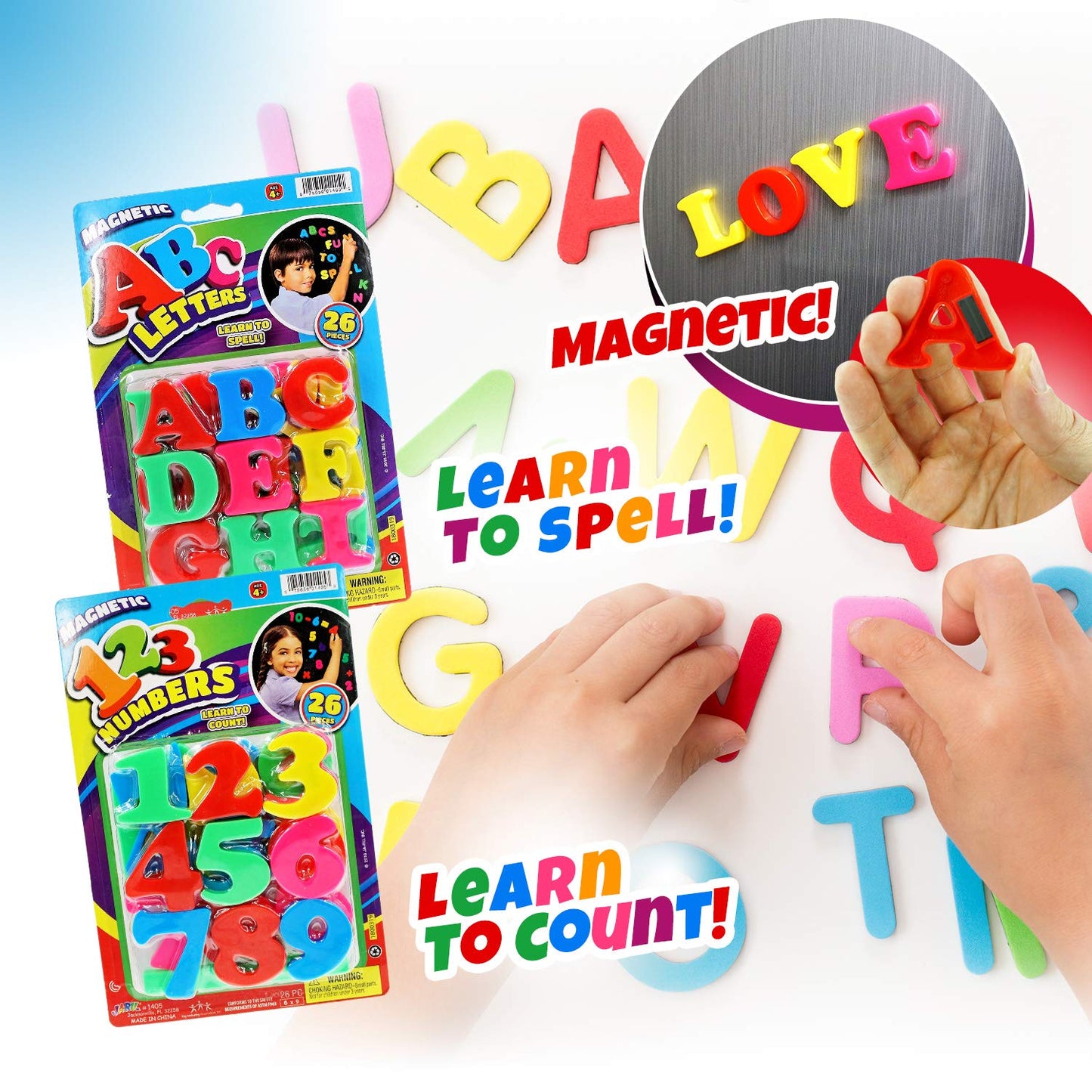 JA-RU 123 Magnetic Numbers – 26 Fridge Magnets for Kids