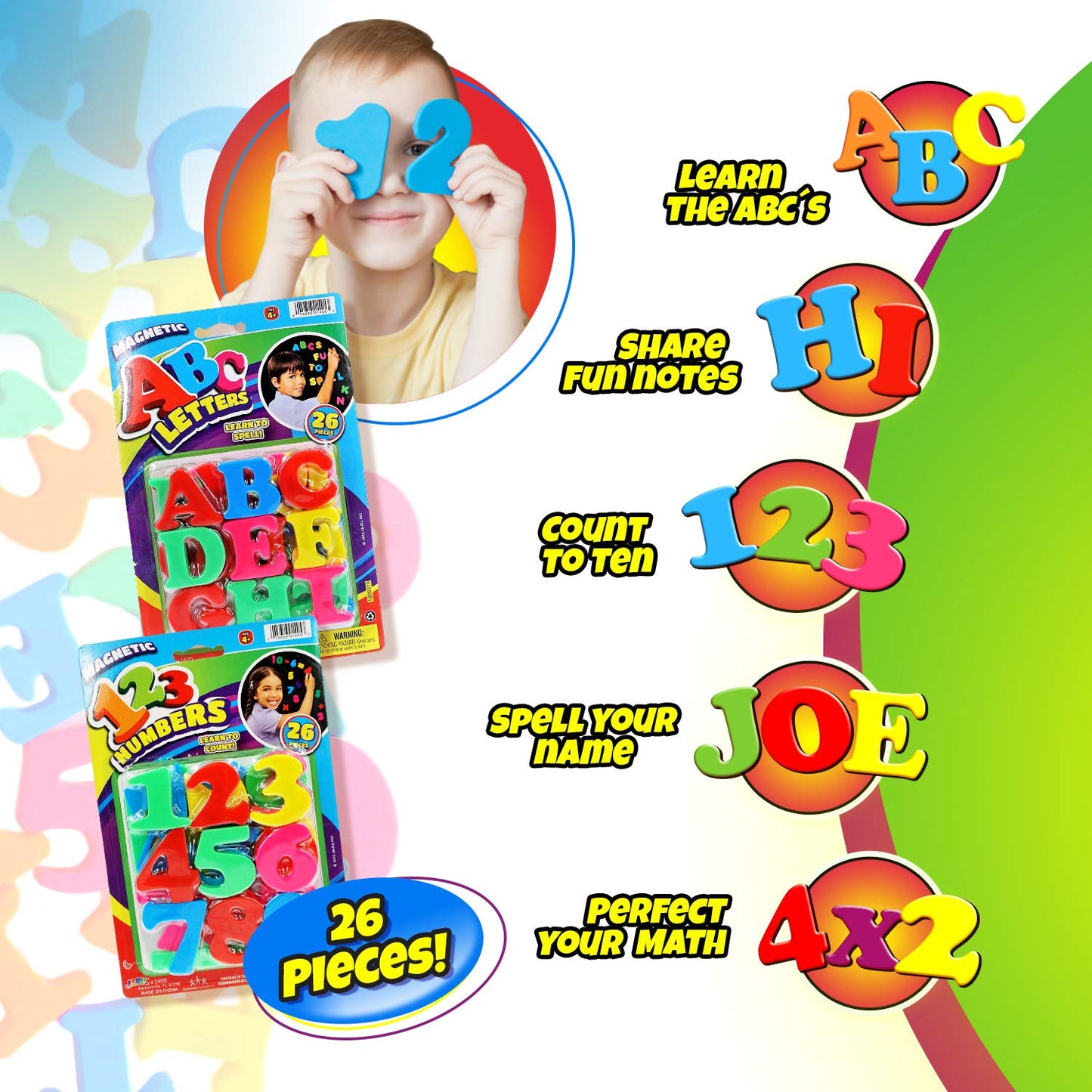 JA-RU 123 Magnetic Numbers – 26 Fridge Magnets for Kids