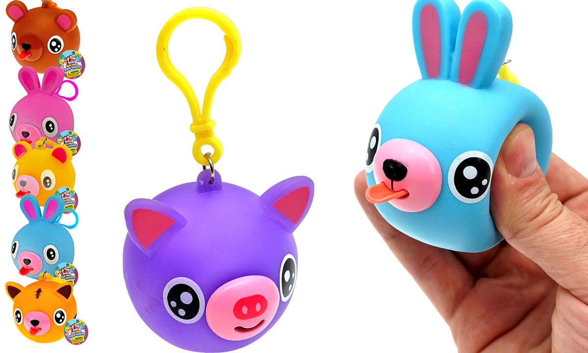 JA-RU Animal Squeeze Ball with Keychain 2.5in Squeaky Ball – Stress Relief Toy