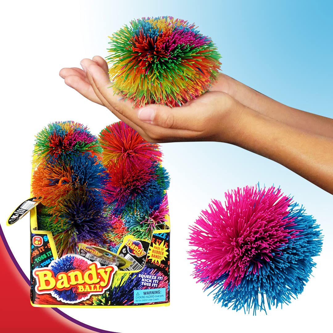 JA-RU Bandy Ball - 3-inch Rainbow Stringy Fidget Ball for Kids (1-Pack) | Sensory Play & Stress Relief