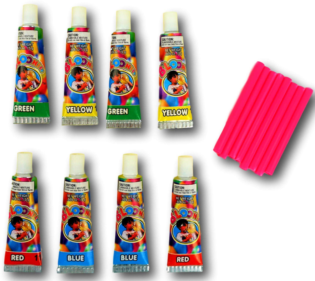 JA-RU B'loonies 8-Pack Plastic Balloon Kit – 16 Tubes in 2 Packs | Bubble Making, Retro Toy