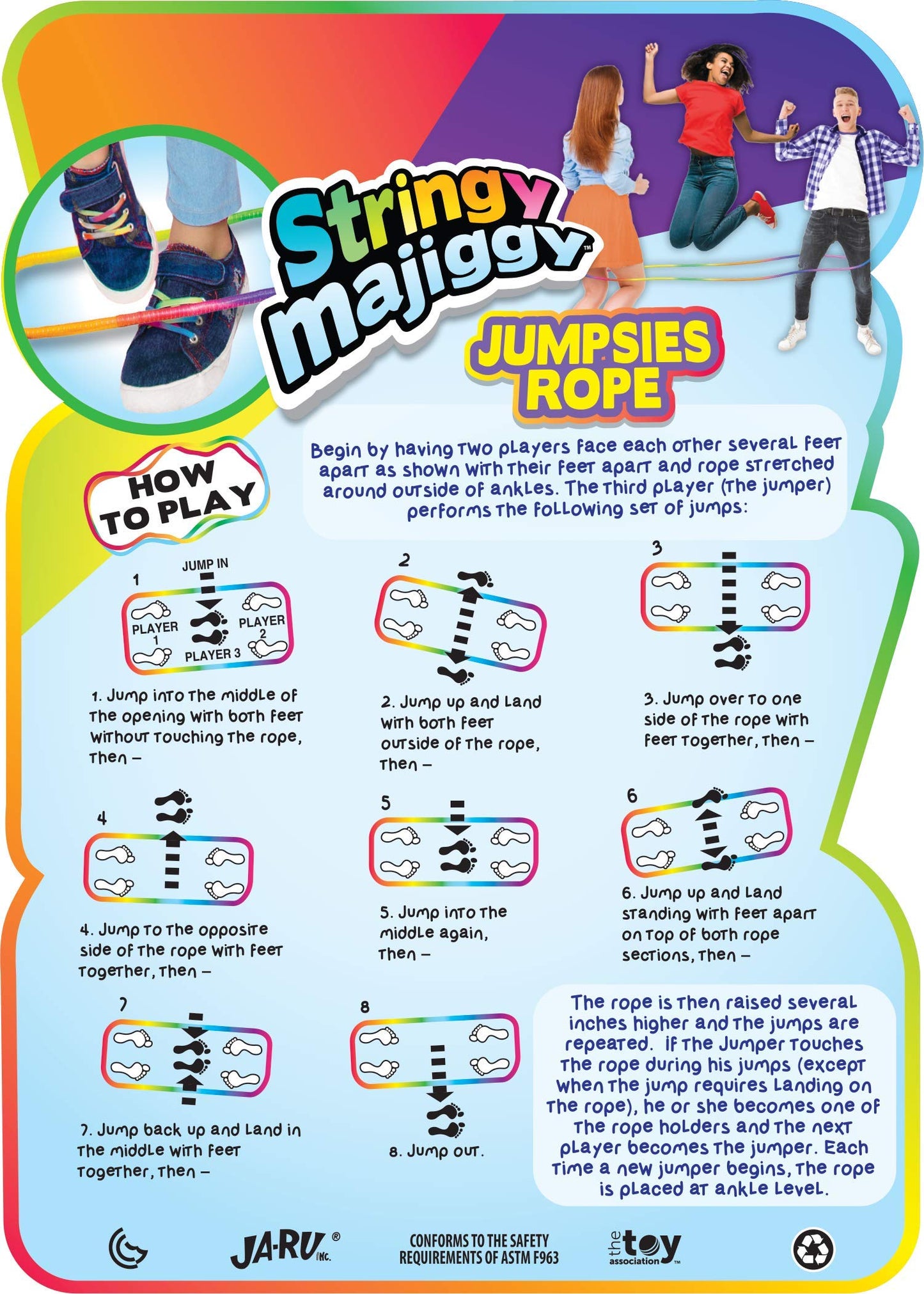 JA-RU Elastic Chinese Jump Rope - 72-inch Colorful Jump Rope for Kids (1 Unit)