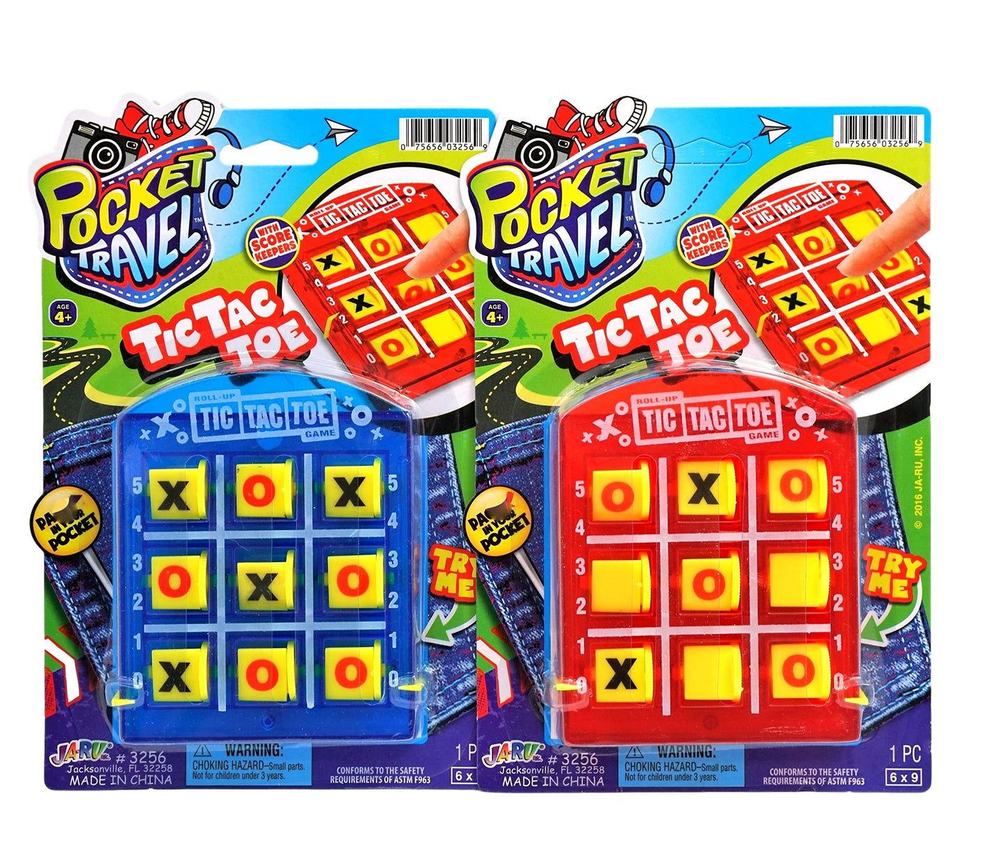 JA-RU Portable Tic Tac Toe – Travel Pocket Board Game (1 Pack)