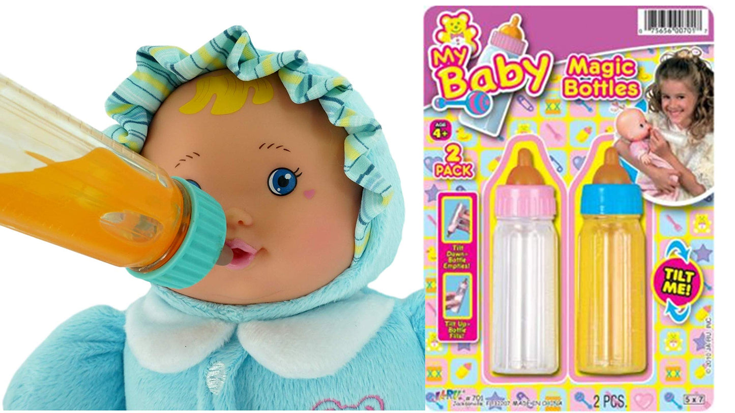 JA-RU Magic Baby Doll Bottles Set – Milk & Juice Bottles, 2-Pack, Realistic Feeding Play
