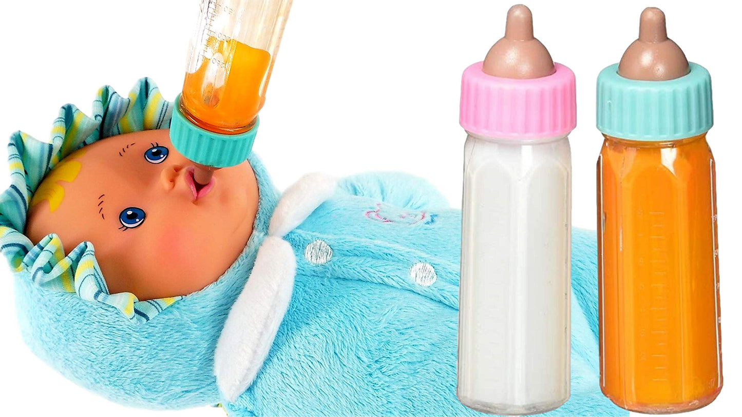 JA-RU Magic Baby Doll Bottles Set – Milk & Juice Bottles, 2-Pack, Realistic Feeding Play