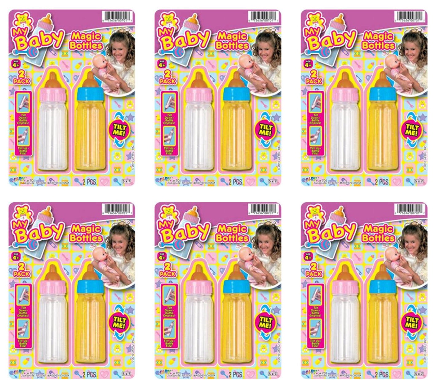 JA-RU Magic Baby Doll Bottles Set – Milk & Juice Bottles, 2-Pack, Realistic Feeding Play