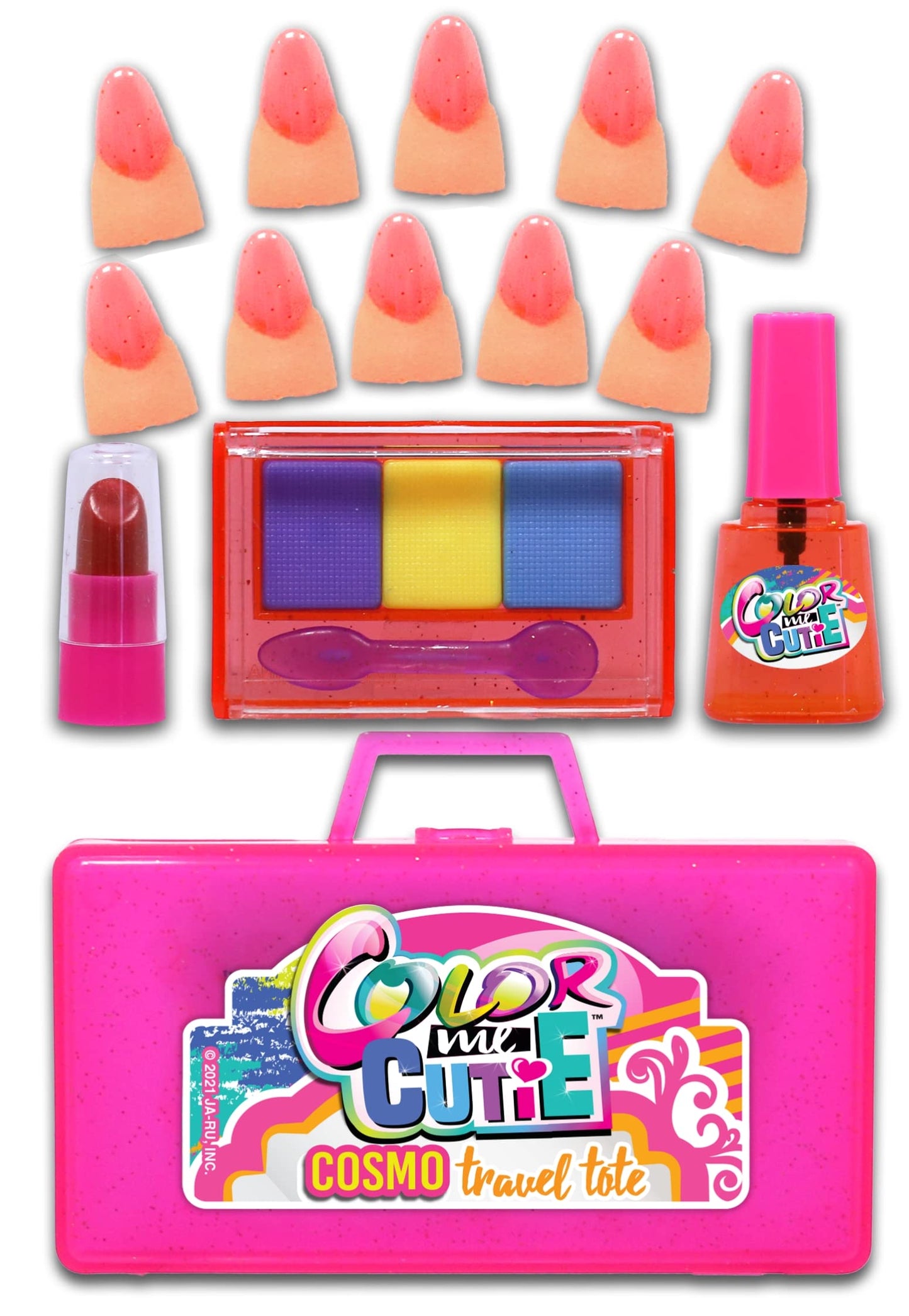 JA-RU Makeup Toy Set for Girls – 1 Beauty Kit with Lipstick, Eyeshadow Palette, Nail Gloss & Fake Nails