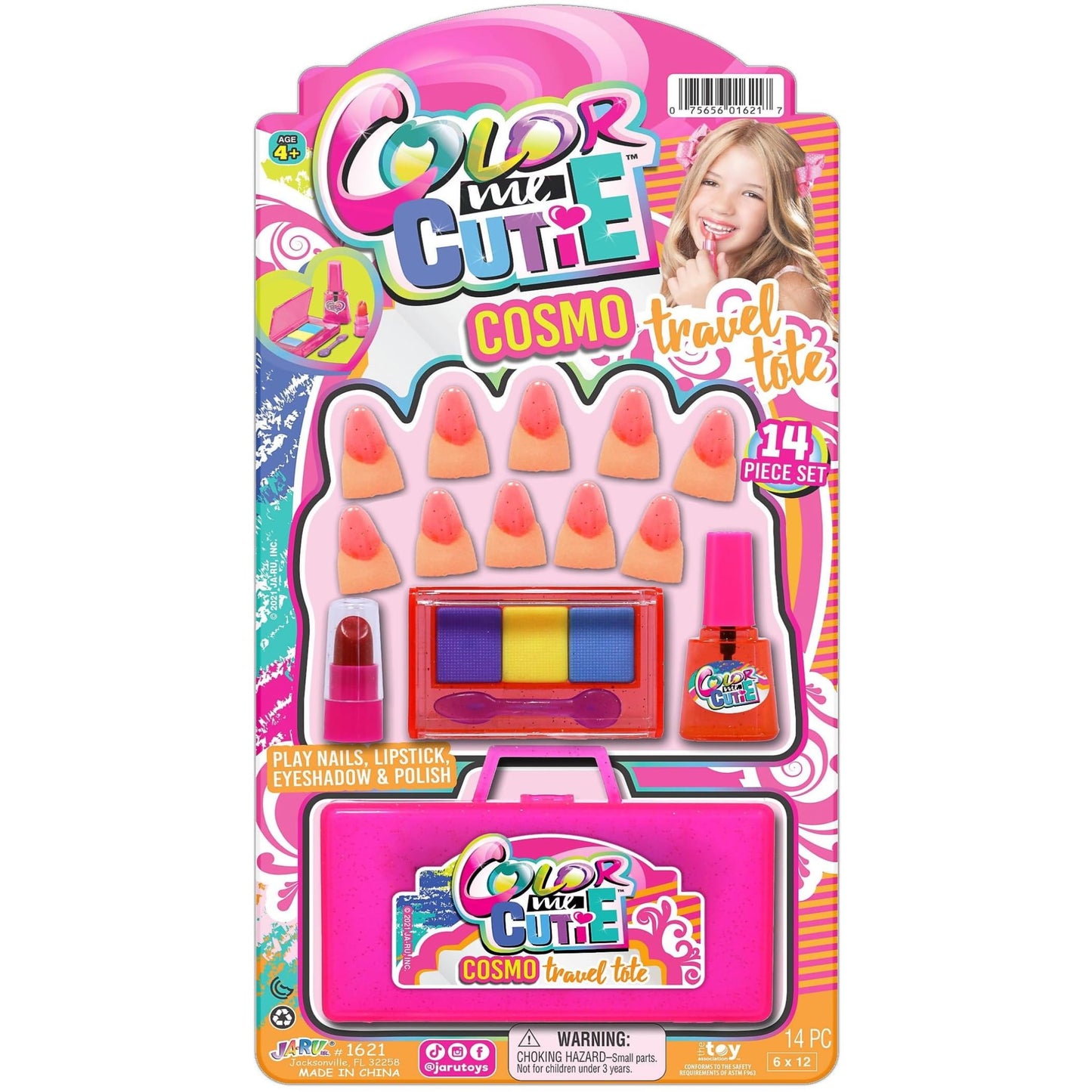 JA-RU Makeup Toy Set for Girls – 1 Beauty Kit with Lipstick, Eyeshadow Palette, Nail Gloss & Fake Nails