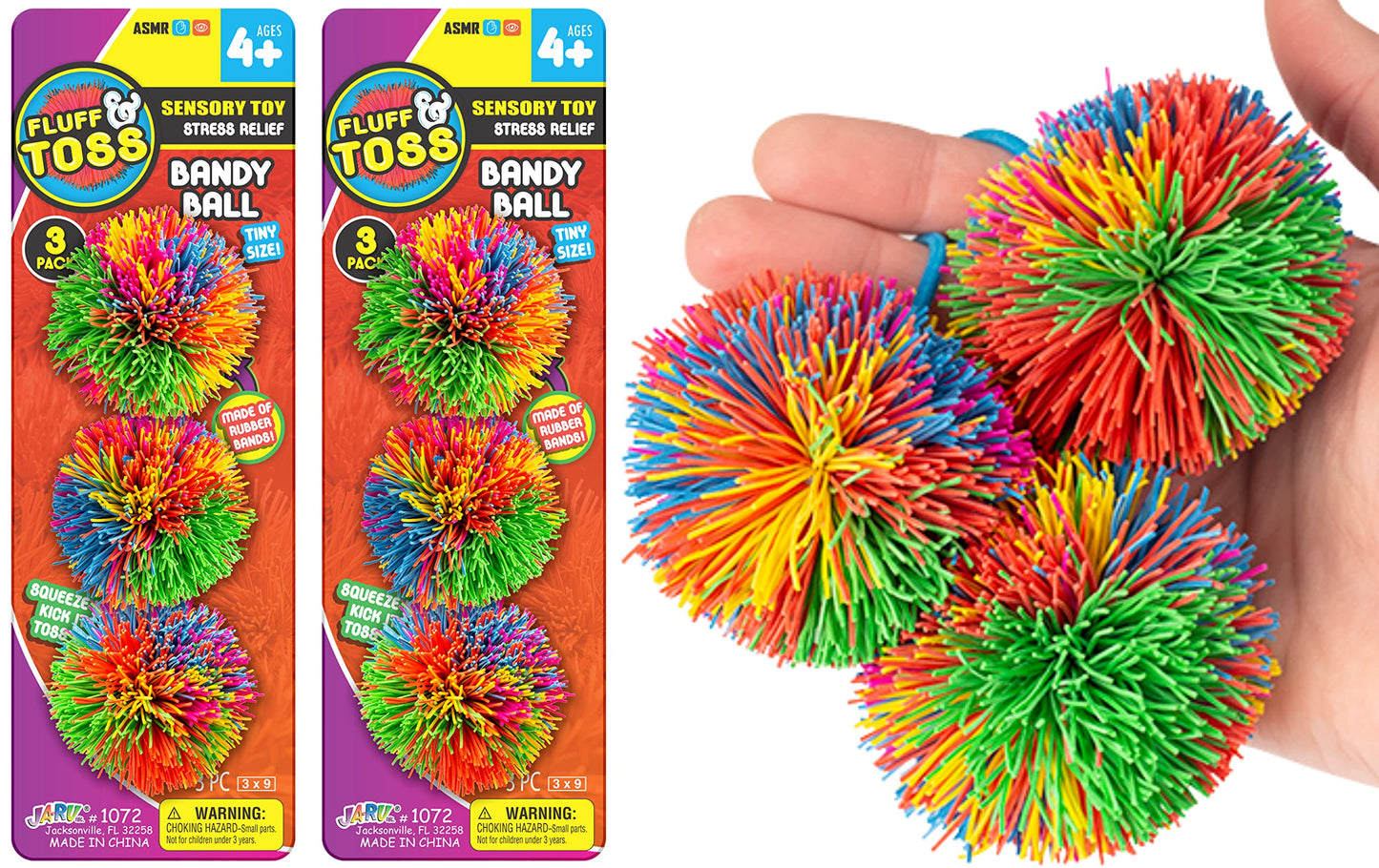 JA-RU Mini Stringy Balls for Kids – 2-Pack, 3 Stringy Balls Each | Sensory Fidget Toys