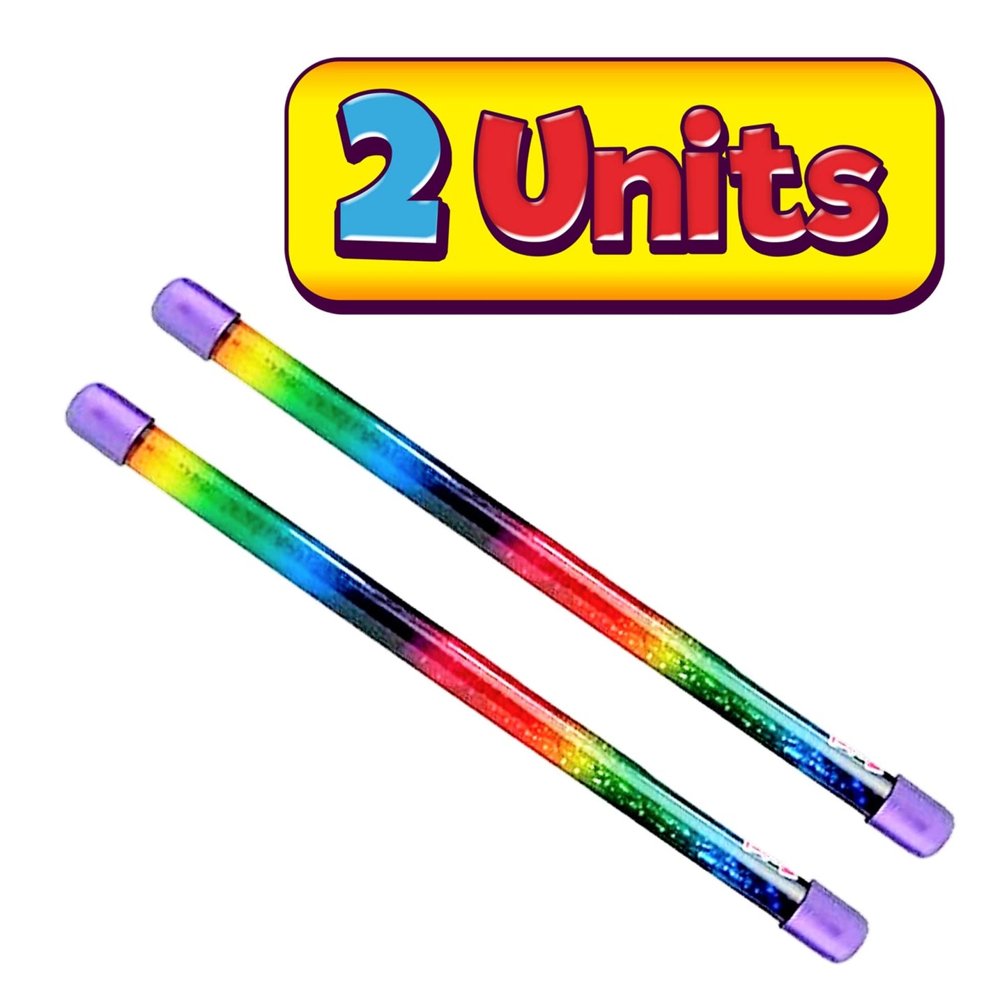 JA-RU Glitter Baton Wand (2 Units) Rainbow Glitter Wands for Kids – Party Favors & Dress-Up