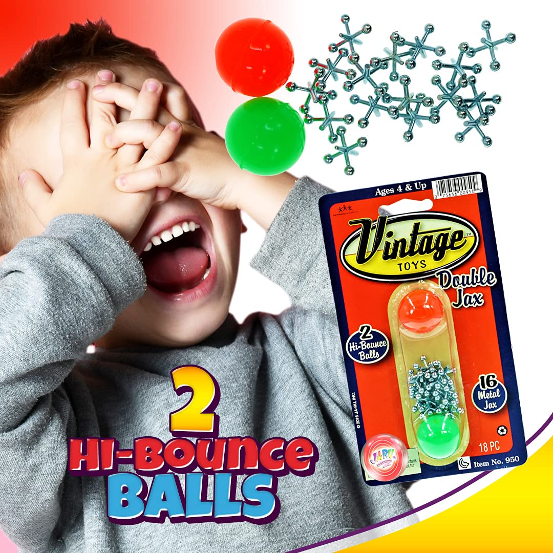 JA-RU Vintage Metal Jacks Set — 16 Jacks & 2 Balls | Classic Retro Toy