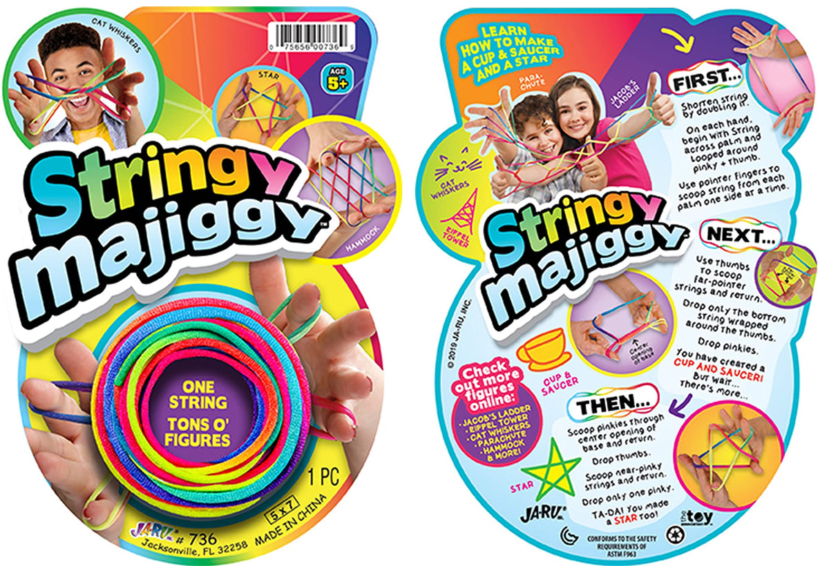 JA-RU Stringy Majiggy Cats Cradle – Rainbow Nylon String Toys (2 Cats Cradle)