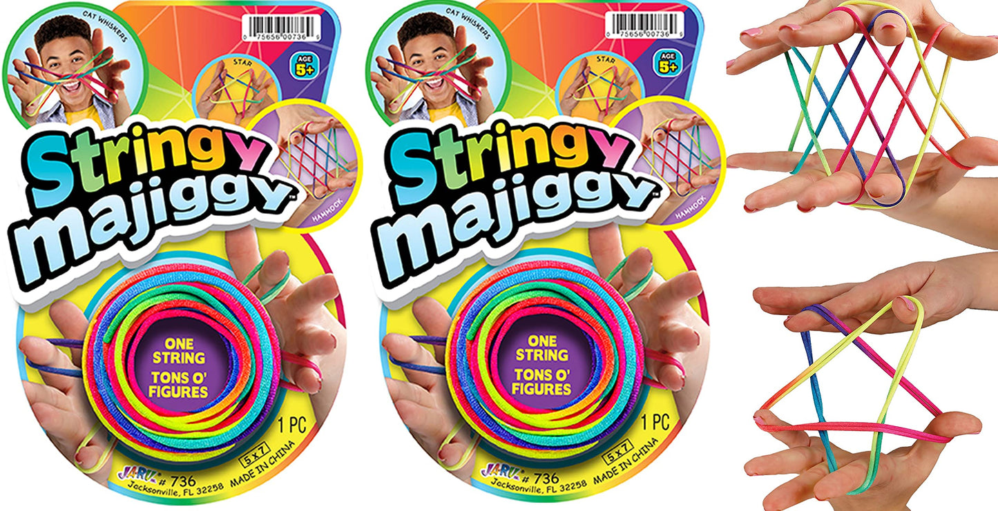 JA-RU Stringy Majiggy Cats Cradle – Rainbow Nylon String Toys (2 Cats Cradle)