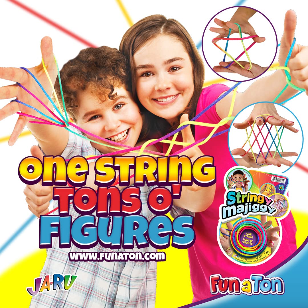JA-RU Stringy Majiggy Cats Cradle – Rainbow Nylon String Toys (2 Cats Cradle)