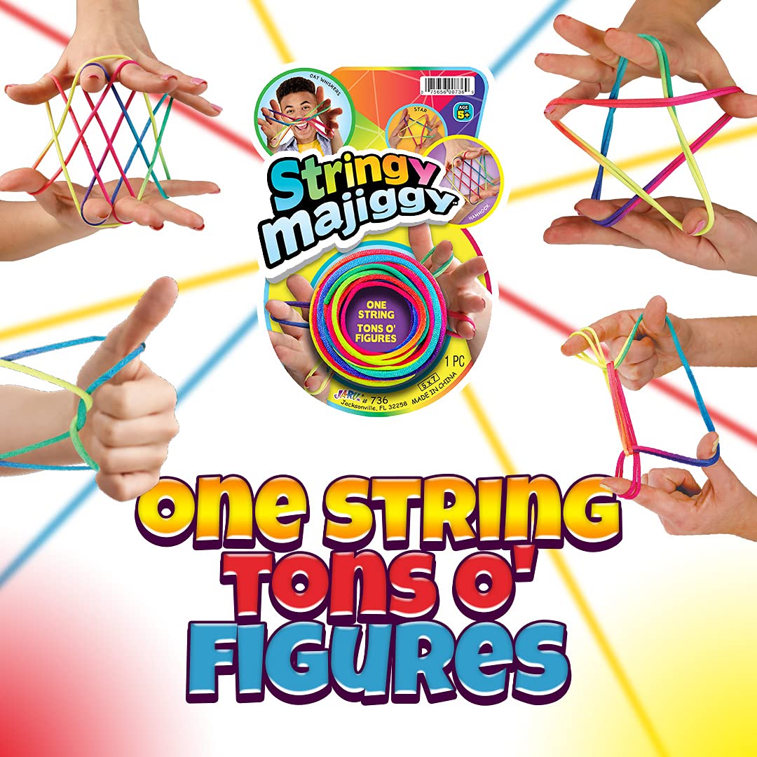 JA-RU Stringy Majiggy Cats Cradle – Rainbow Nylon String Toys (2 Cats Cradle)