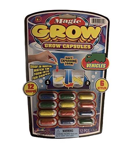 JA-RU Toys Magic Grow Capsules – 12 Water-Expand Foam Toys (Sea Creatures, Zoo & Farm Animals, Dinosaur)