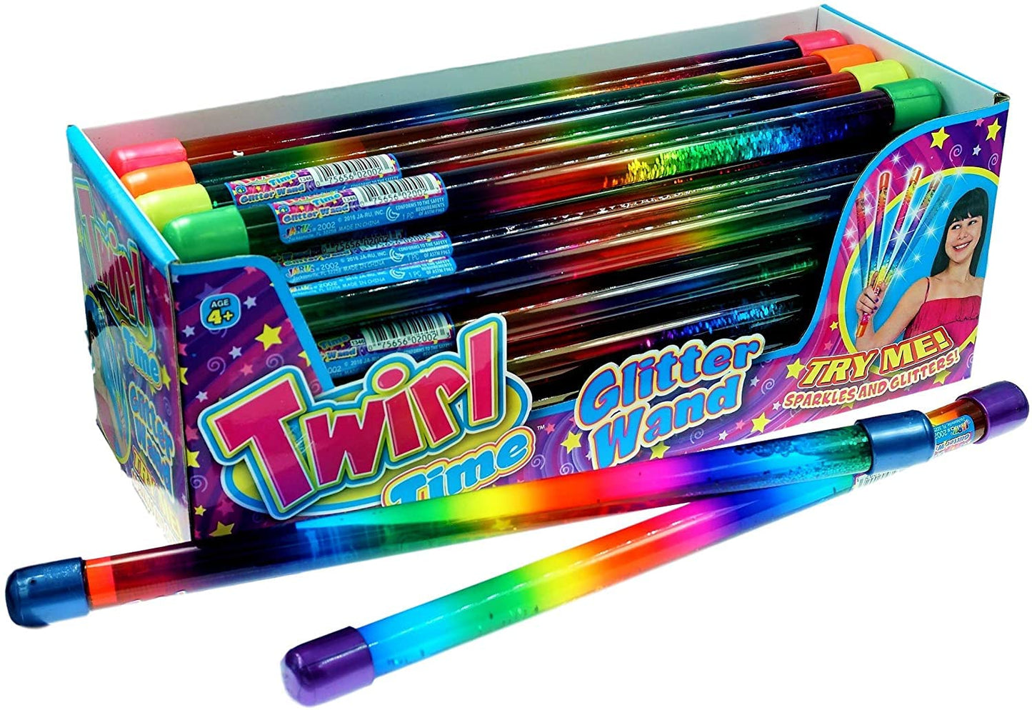 JA-RU Glitter Baton Wand (2 Units) Rainbow Glitter Wands for Kids – Party Favors & Dress-Up