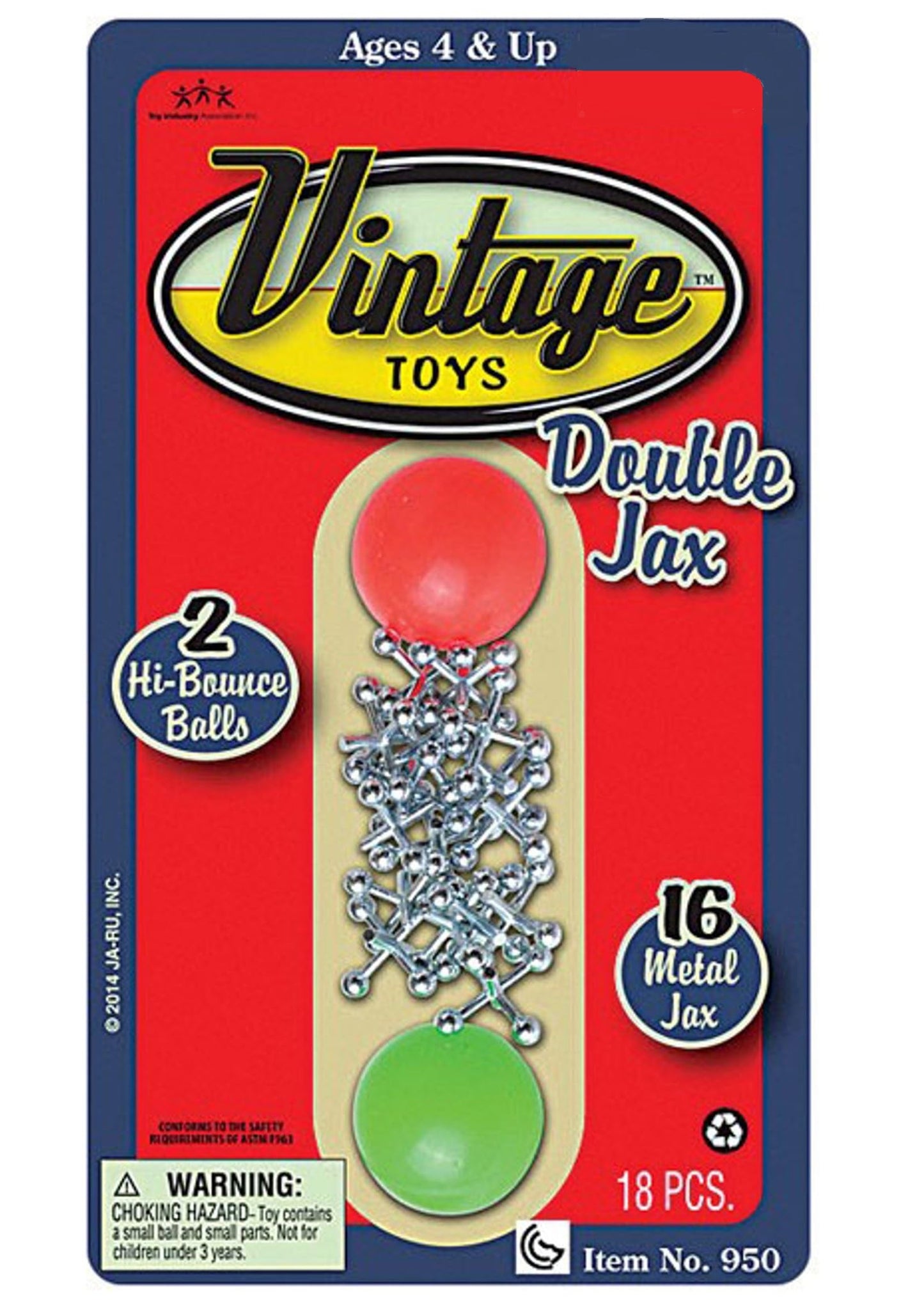 JA-RU Vintage Metal Jacks Set — 16 Jacks & 2 Balls | Classic Retro Toy