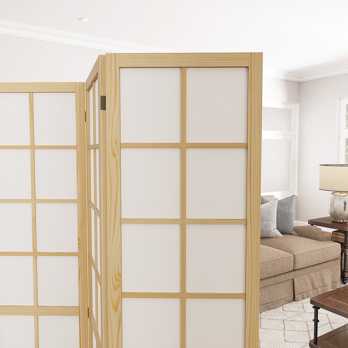HOMCOM Indoor Room Partition, 4 Panel Folding Room Divider, 160 x 170cm