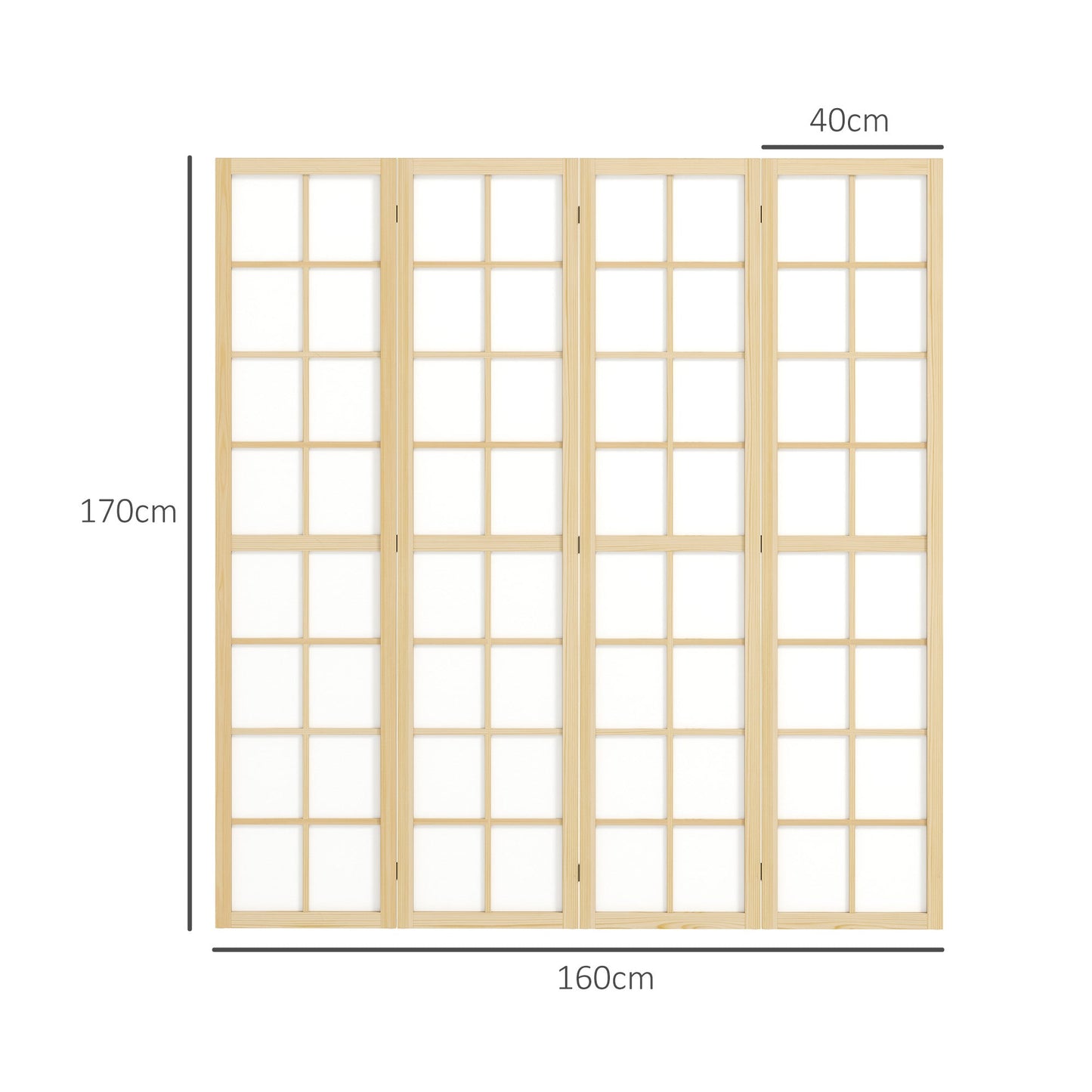 HOMCOM Indoor Room Partition, 4 Panel Folding Room Divider, 160 x 170cm