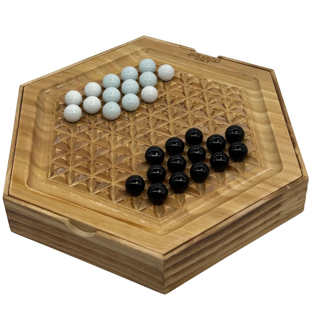 Jackaroo World Abalone Board Game – Premium Wooden Marble Strategy for 2 Players