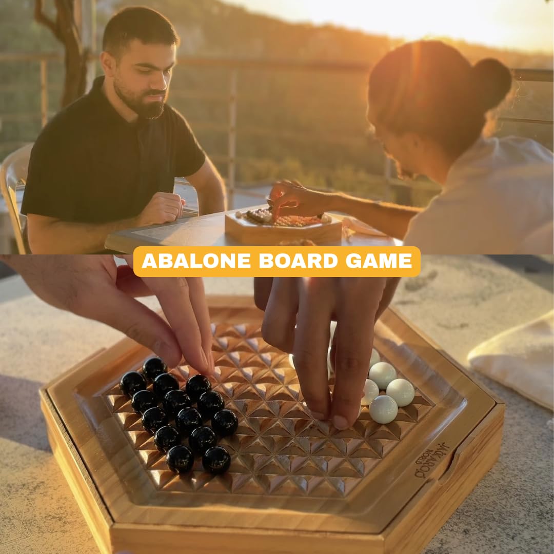 Jackaroo World Abalone Board Game – Premium Wooden Marble Strategy for 2 Players