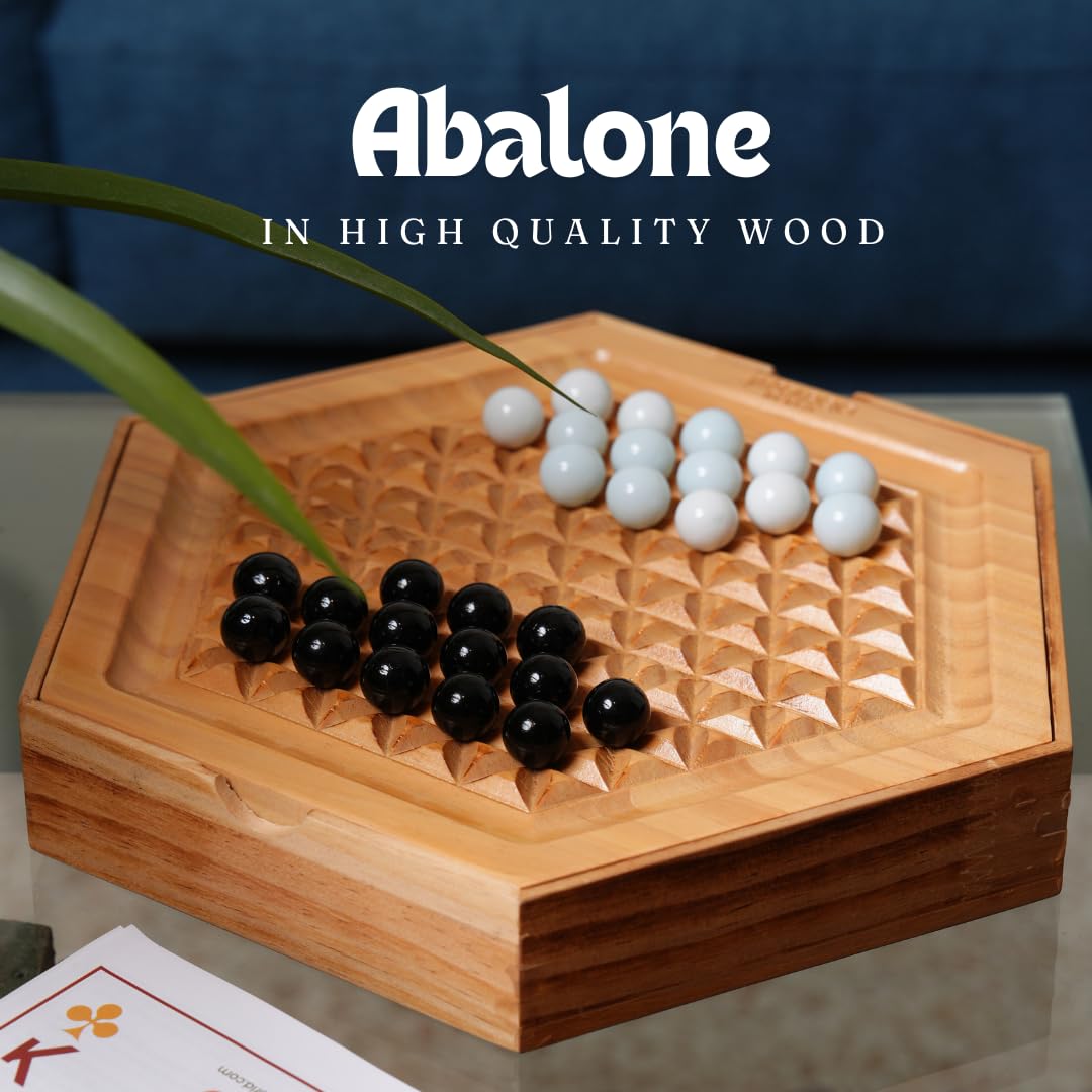 Jackaroo World Abalone Board Game – Premium Wooden Marble Strategy for 2 Players