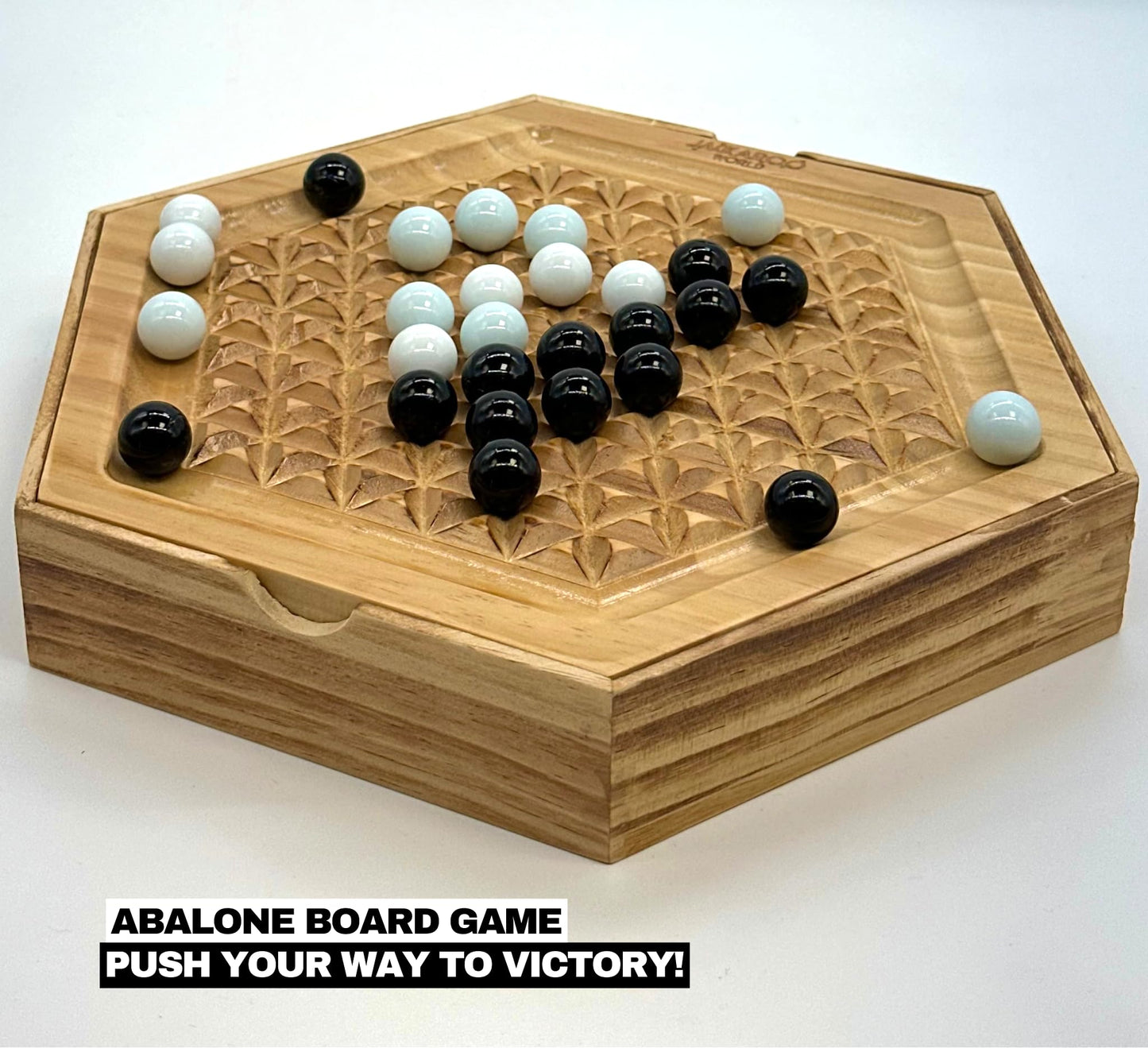 Jackaroo World Abalone Board Game – Premium Wooden Marble Strategy for 2 Players