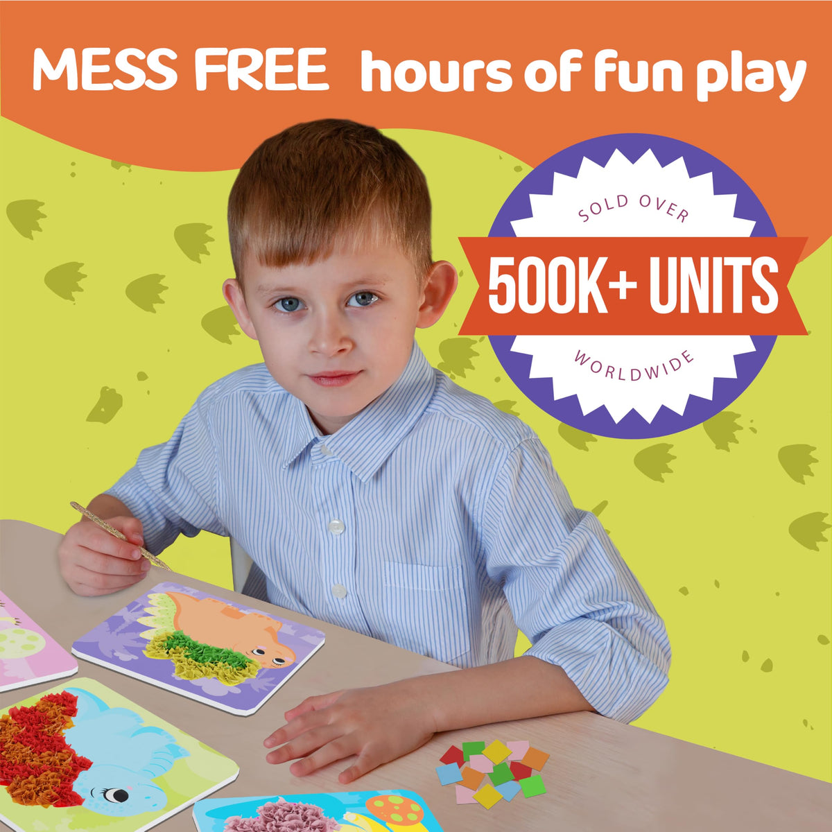 jackinthebox Poke Poke Art Kit – Dinosaur Theme, Mess-Free Fabric Craft for Kids 4-8