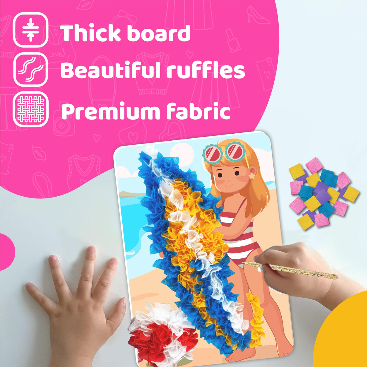 jackinthebox Poke Poke Art for Kids — Fashion-Themed Mess-Free Fabric Craft Kit (Ages 4–8)