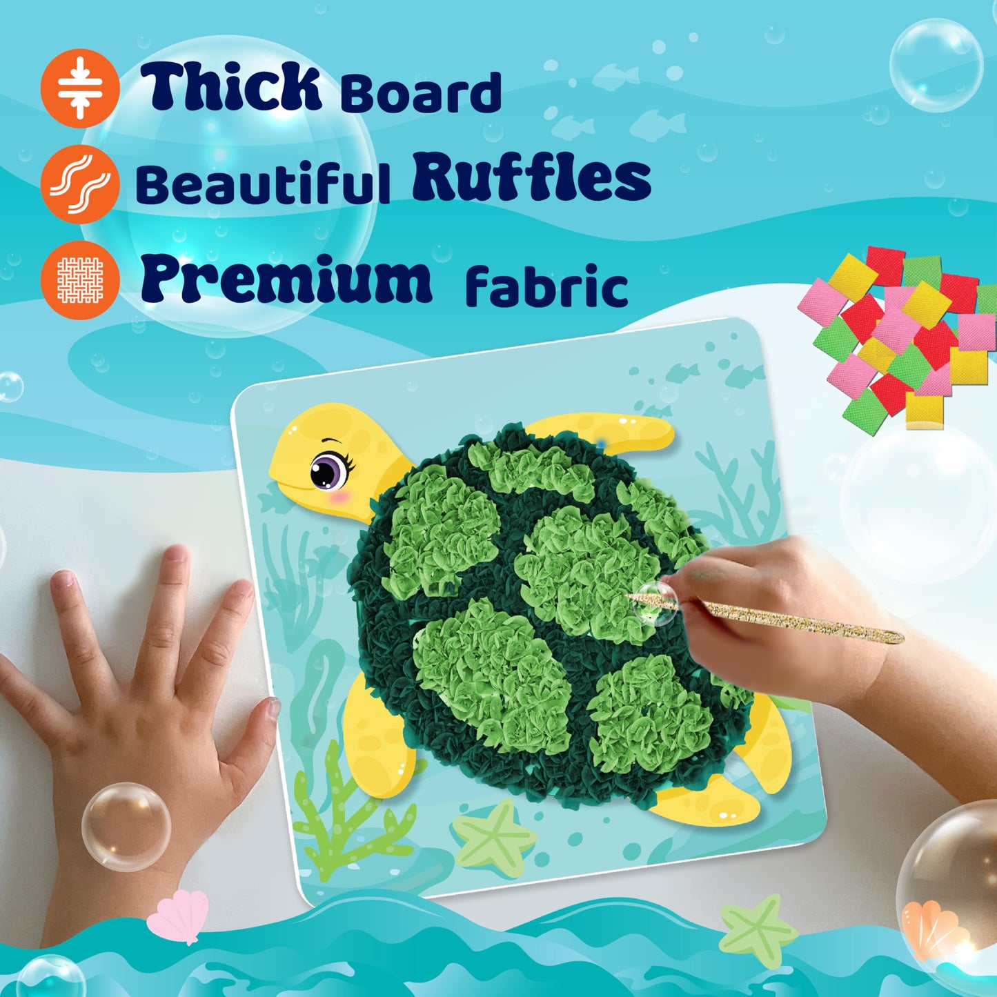jackinthebox Poke Poke Art Ocean Theme – Mess-Free Fabric Craft Kit for Kids 4–8