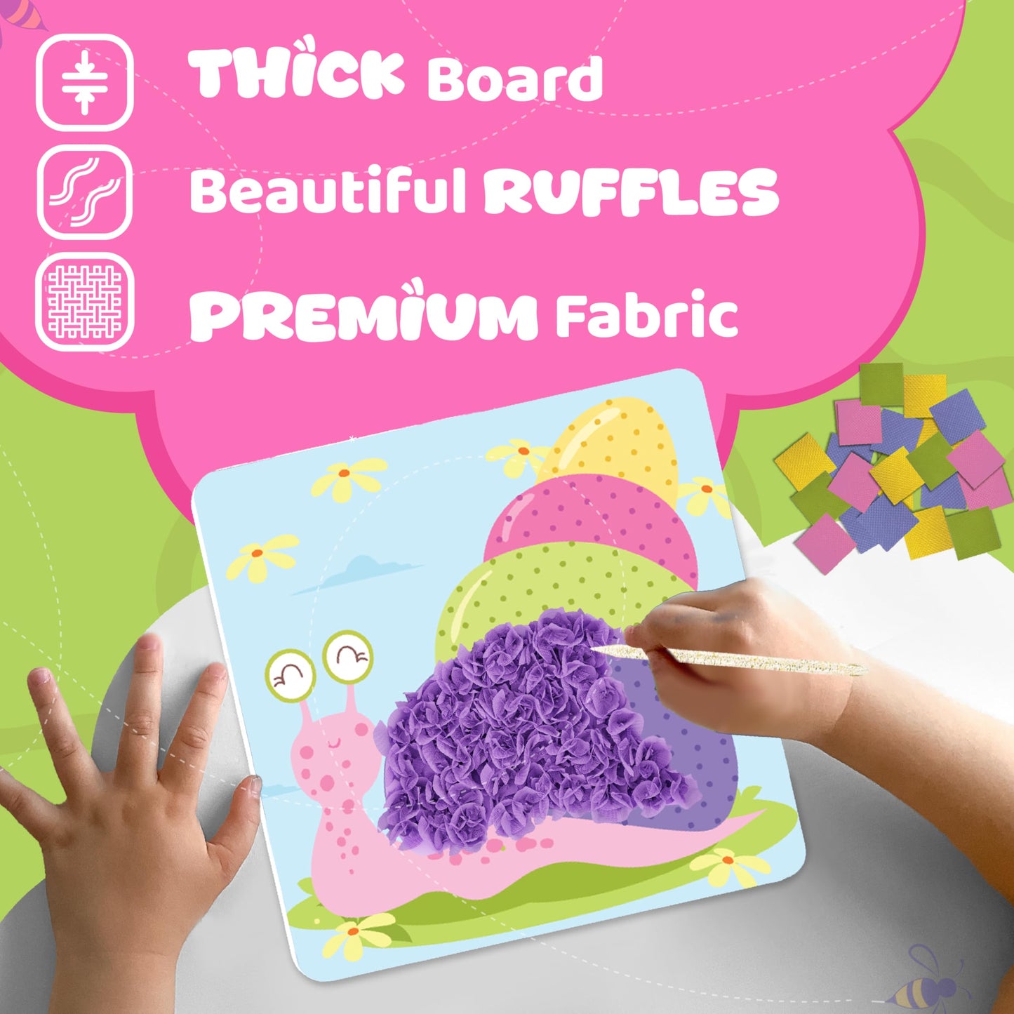 jackinthebox Poke Poke Art Kit – Bugs Theme, Mess-Free Fabric Craft for Kids Ages 4-8