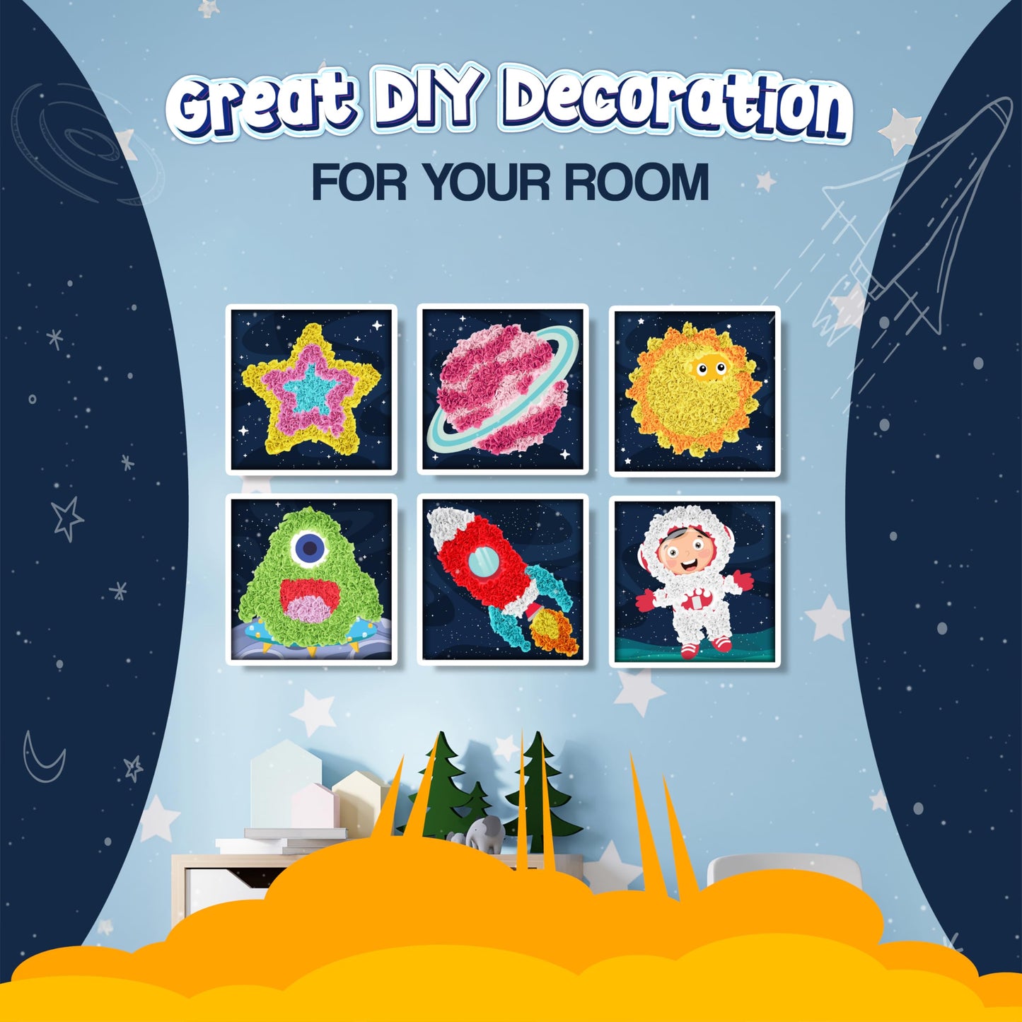 jackinthebox Poke Poke Art Kit for Kids – Space Theme, Mess-Free Craft (Ages 4–8)