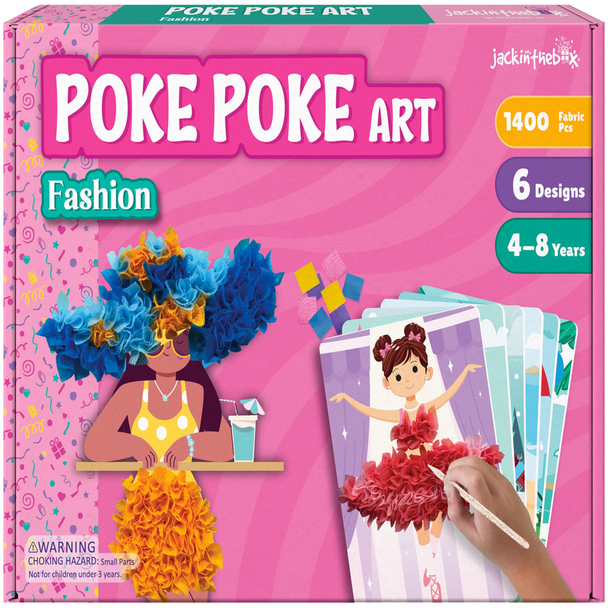 jackinthebox Poke Poke Art for Kids — Fashion-Themed Mess-Free Fabric Craft Kit (Ages 4–8)