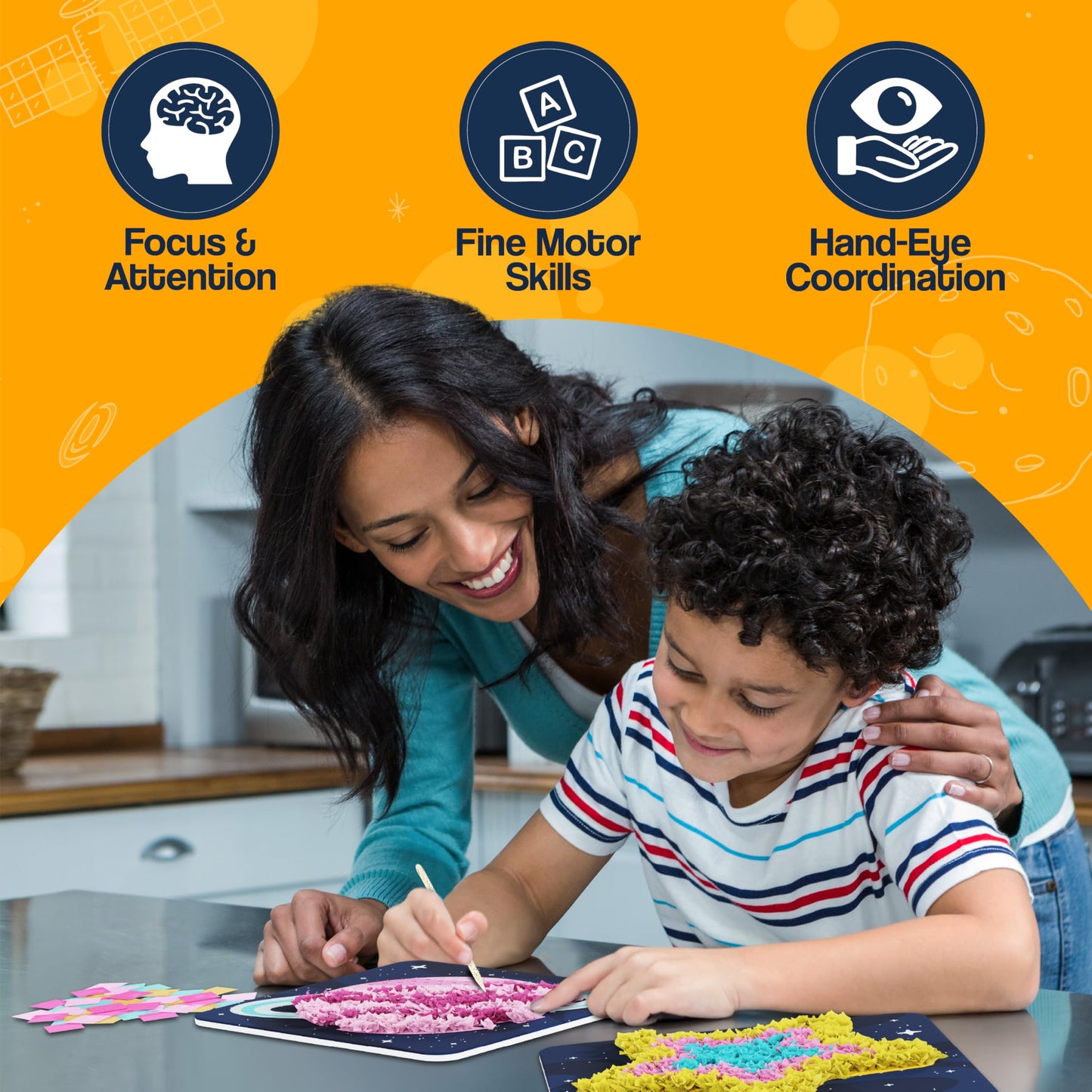 jackinthebox Poke Poke Art Kit for Kids – Space Theme, Mess-Free Craft (Ages 4–8)