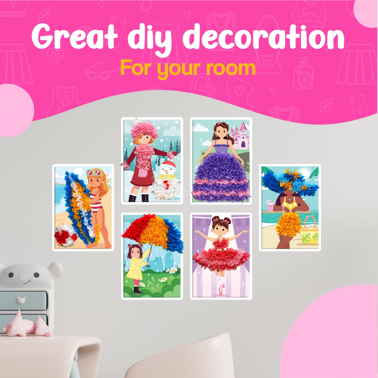 jackinthebox Poke Poke Art for Kids — Fashion-Themed Mess-Free Fabric Craft Kit (Ages 4–8)