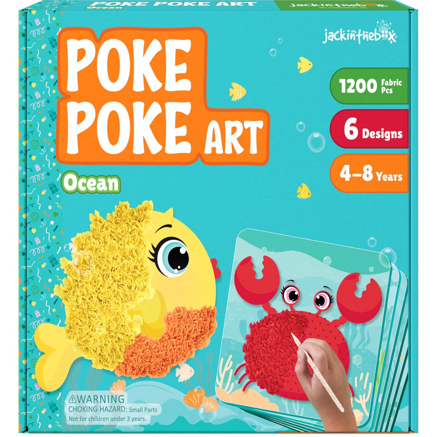 jackinthebox Poke Poke Art Ocean Theme – Mess-Free Fabric Craft Kit for Kids 4–8