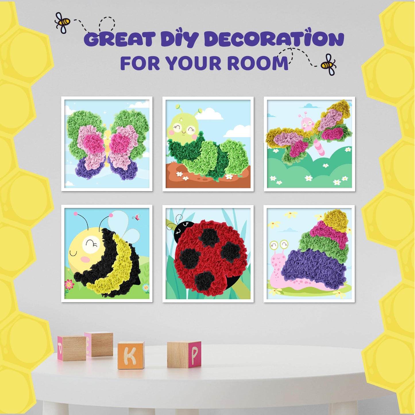 jackinthebox Poke Poke Art Kit – Bugs Theme, Mess-Free Fabric Craft for Kids Ages 4-8