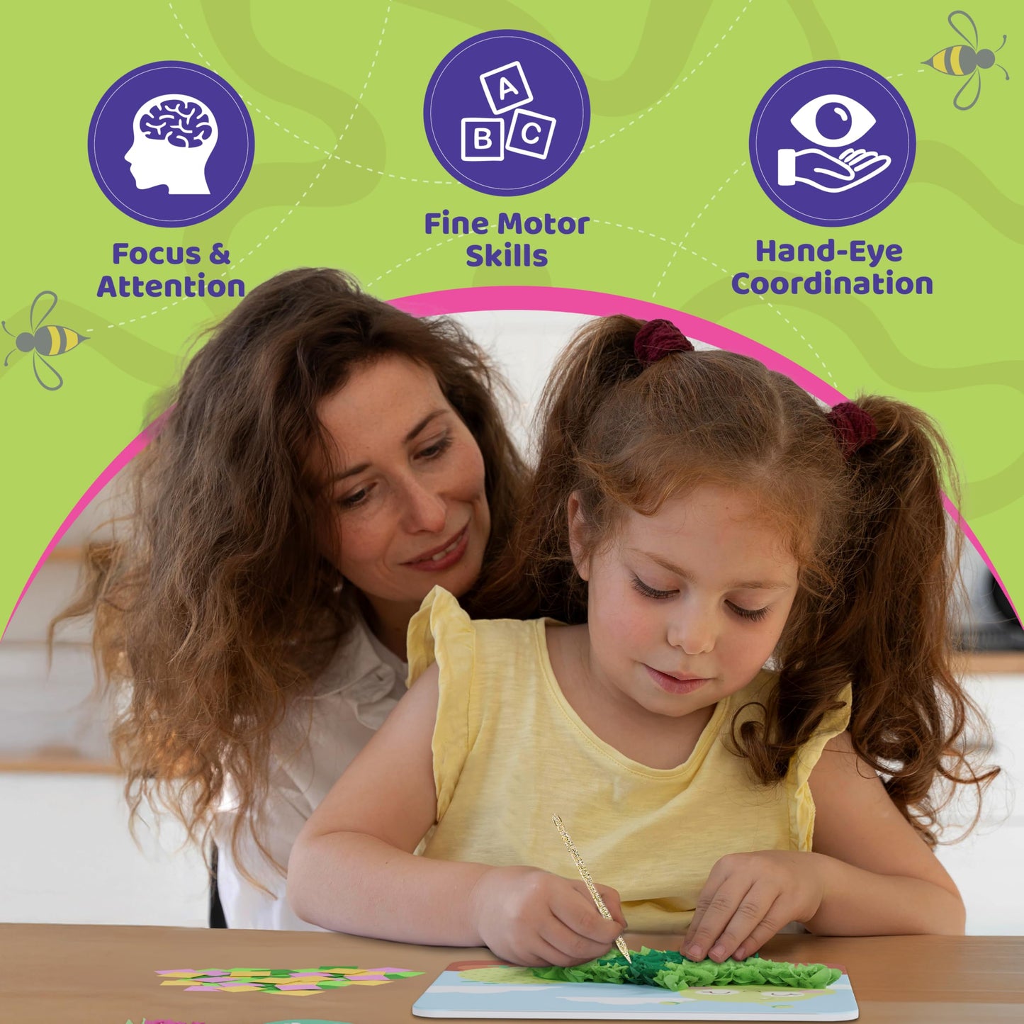 jackinthebox Poke Poke Art Kit – Bugs Theme, Mess-Free Fabric Craft for Kids Ages 4-8