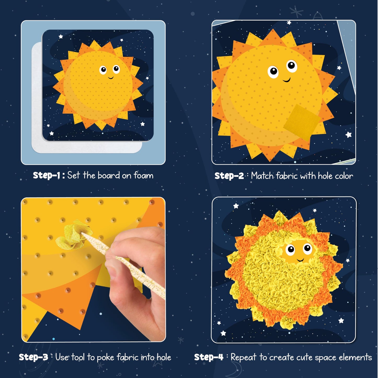 jackinthebox Poke Poke Art Kit for Kids – Space Theme, Mess-Free Craft (Ages 4–8)