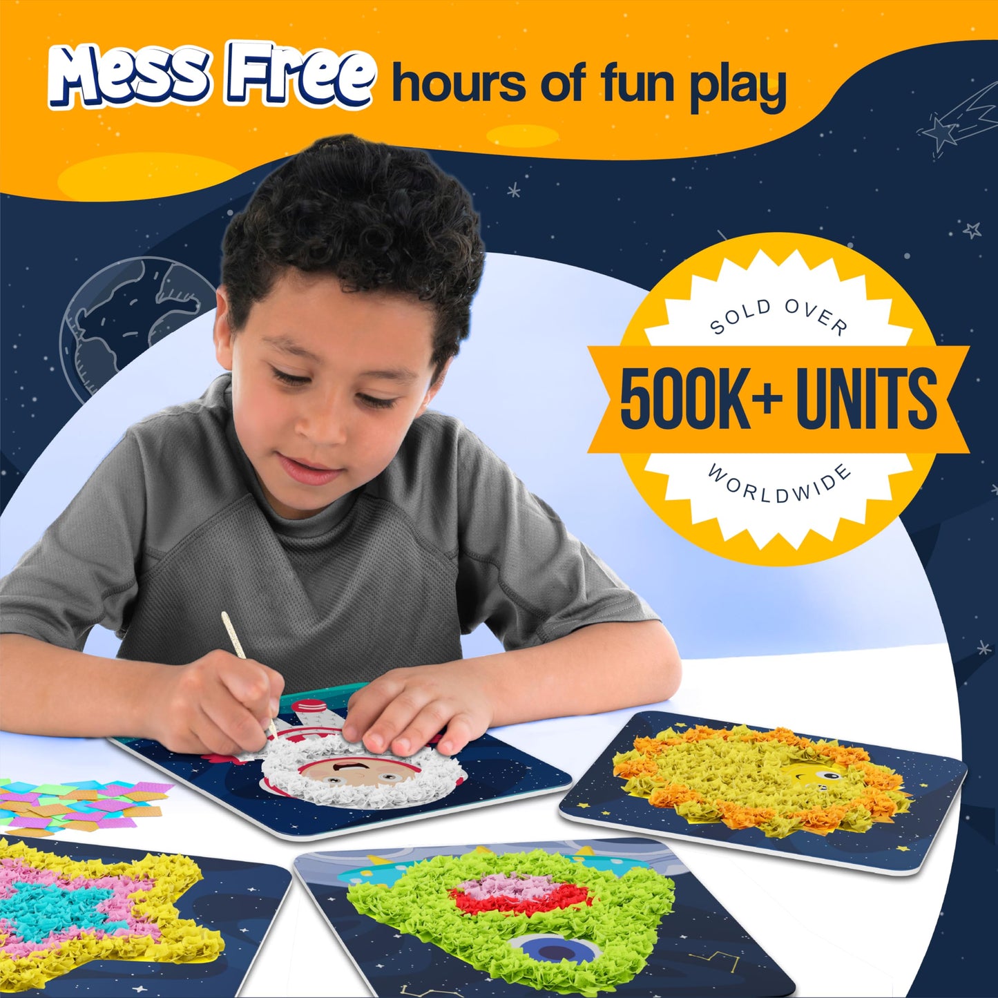 jackinthebox Poke Poke Art Kit for Kids – Space Theme, Mess-Free Craft (Ages 4–8)