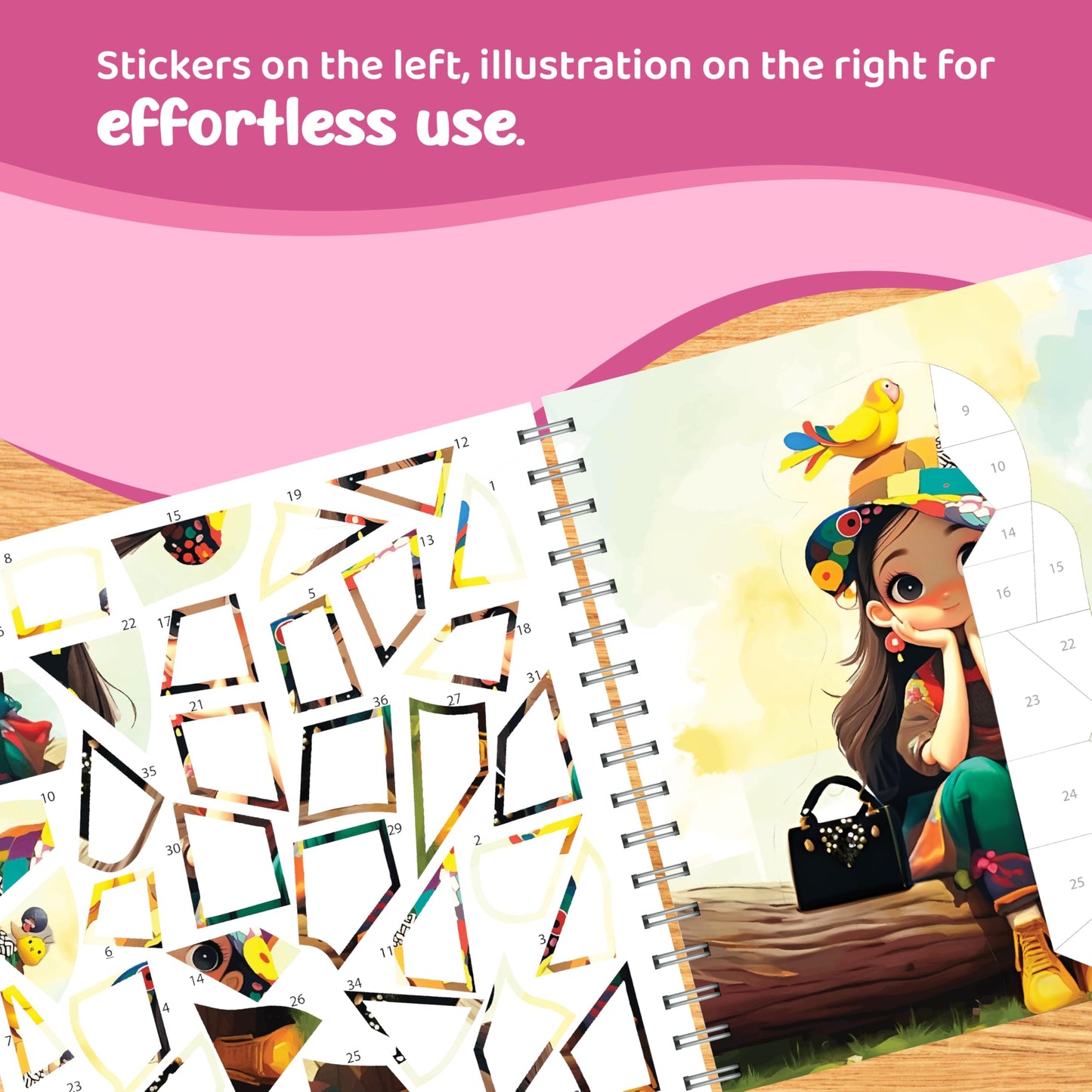 jackinthebox Sticker by Number Book - 12 Fashion Scenes, 400+ Stickers, Gift for Girls 7–10