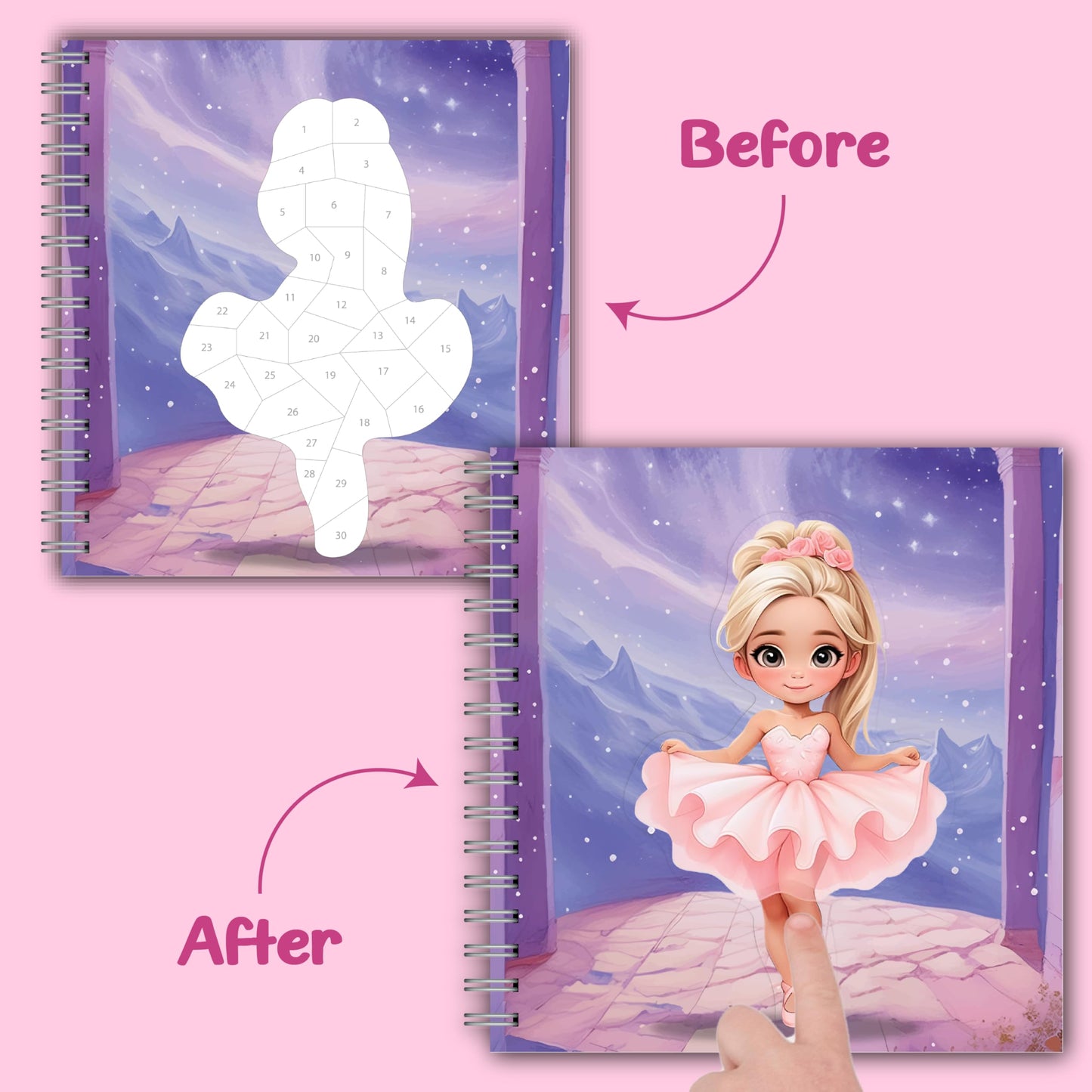 jackinthebox Sticker by Number Book - 12 Fashion Scenes, 400+ Stickers, Gift for Girls 7–10