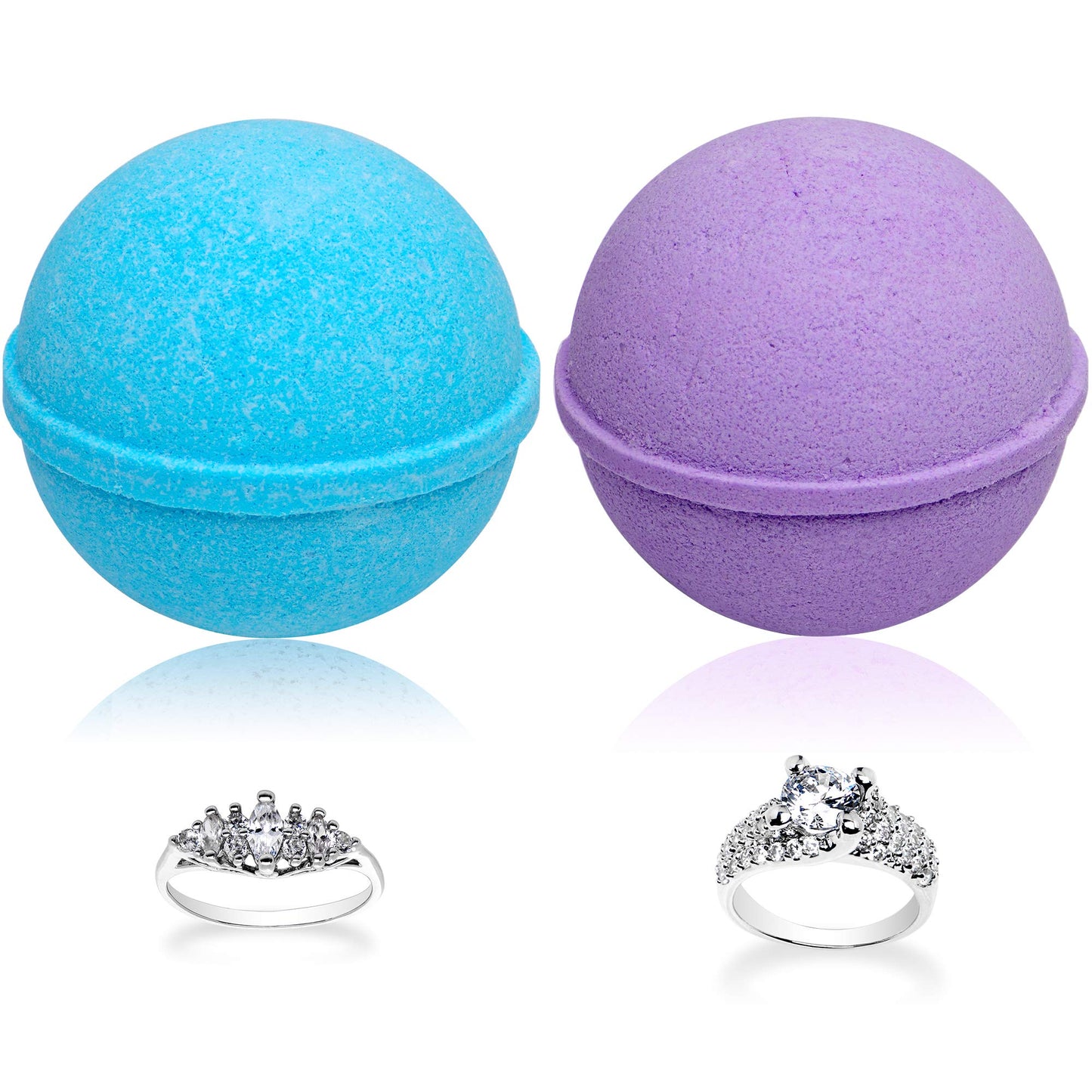 Ocean Breeze Lavender Bath Bombs Gift Set (2 × 10 oz) with Size 9 Ring Inside – Jackpot Candles, Made in USA