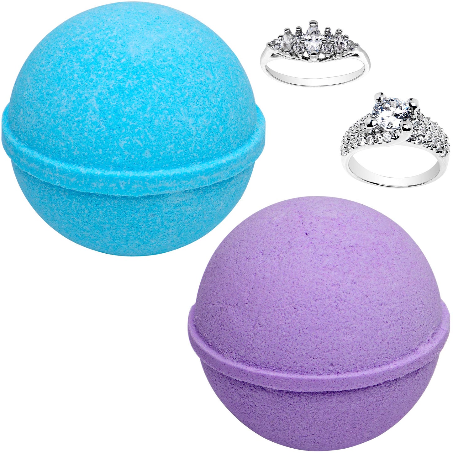 Ocean Breeze Lavender Bath Bombs Gift Set (2 × 10 oz) with Size 9 Ring Inside – Jackpot Candles, Made in USA